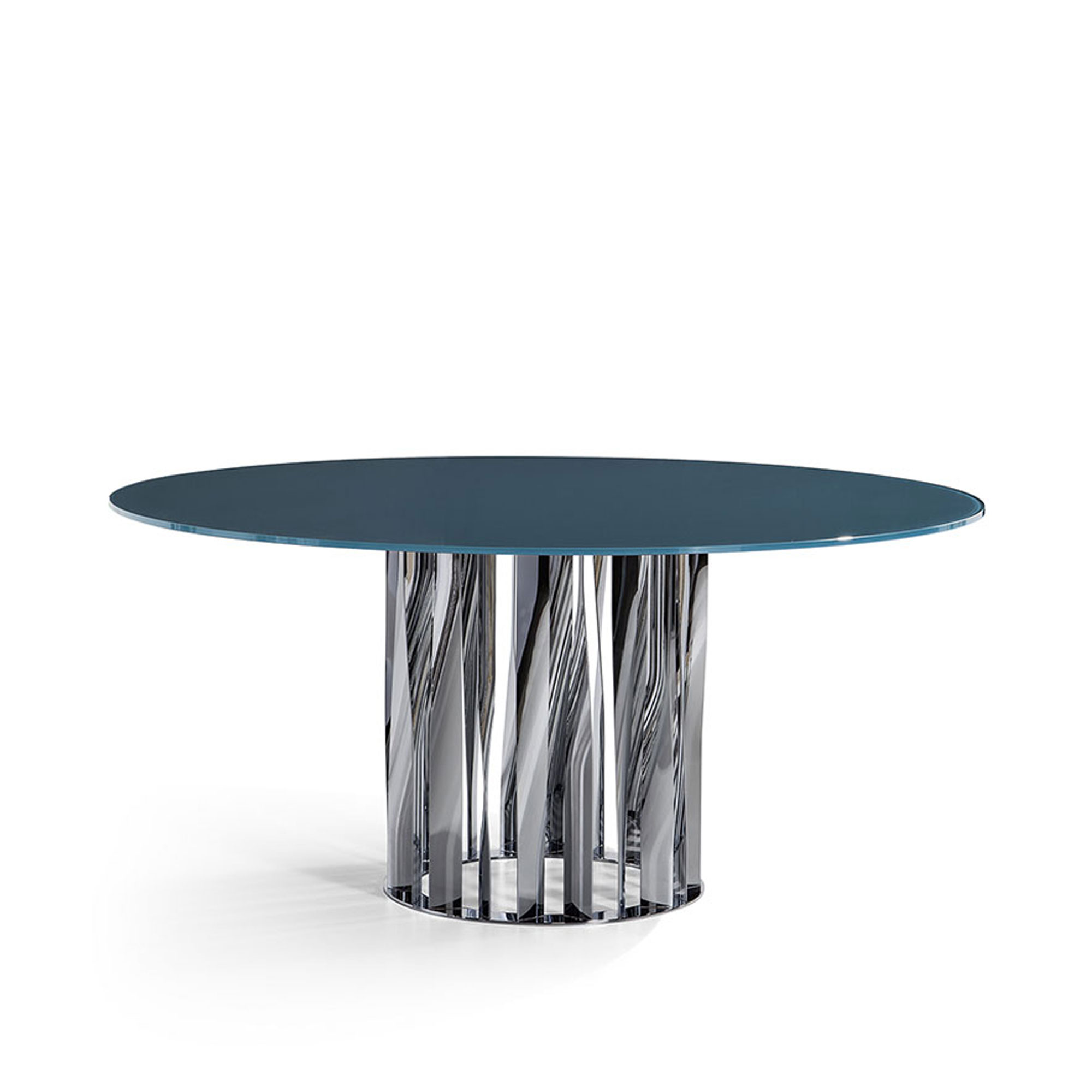 Cassina - 475 Boboli Round Table Ø150, Mat Black Painted, Dove Grey Glass Top - Matbord - Rodolfo Dordoni - Grå - Glas/Metall