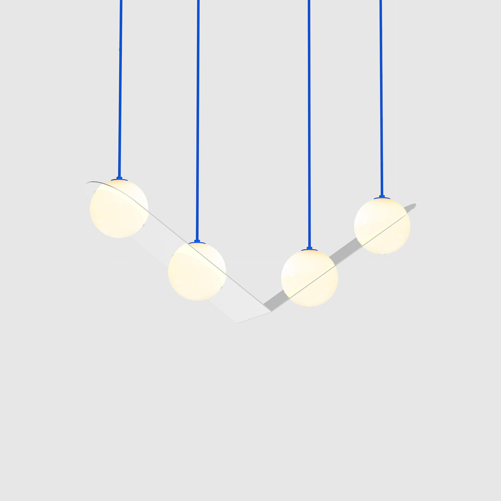 Lambert & Fils - Laurent 02, Parallel, Chrome frame, Blue wires, Black canopy - Pendellampor - Silver