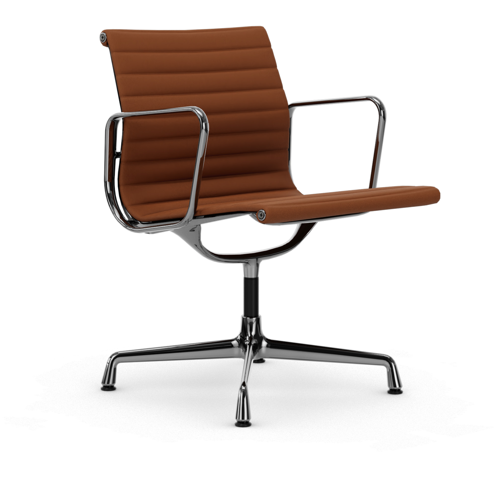 Vitra - EA 108 Polished Aluminium Leather Premium Cognac 97 - Kontorsstolar - Charles & Ray Eames - Läder/Metall | Möbler - Stolar Och Pallar - Kontorsstolar | Möbelexperten