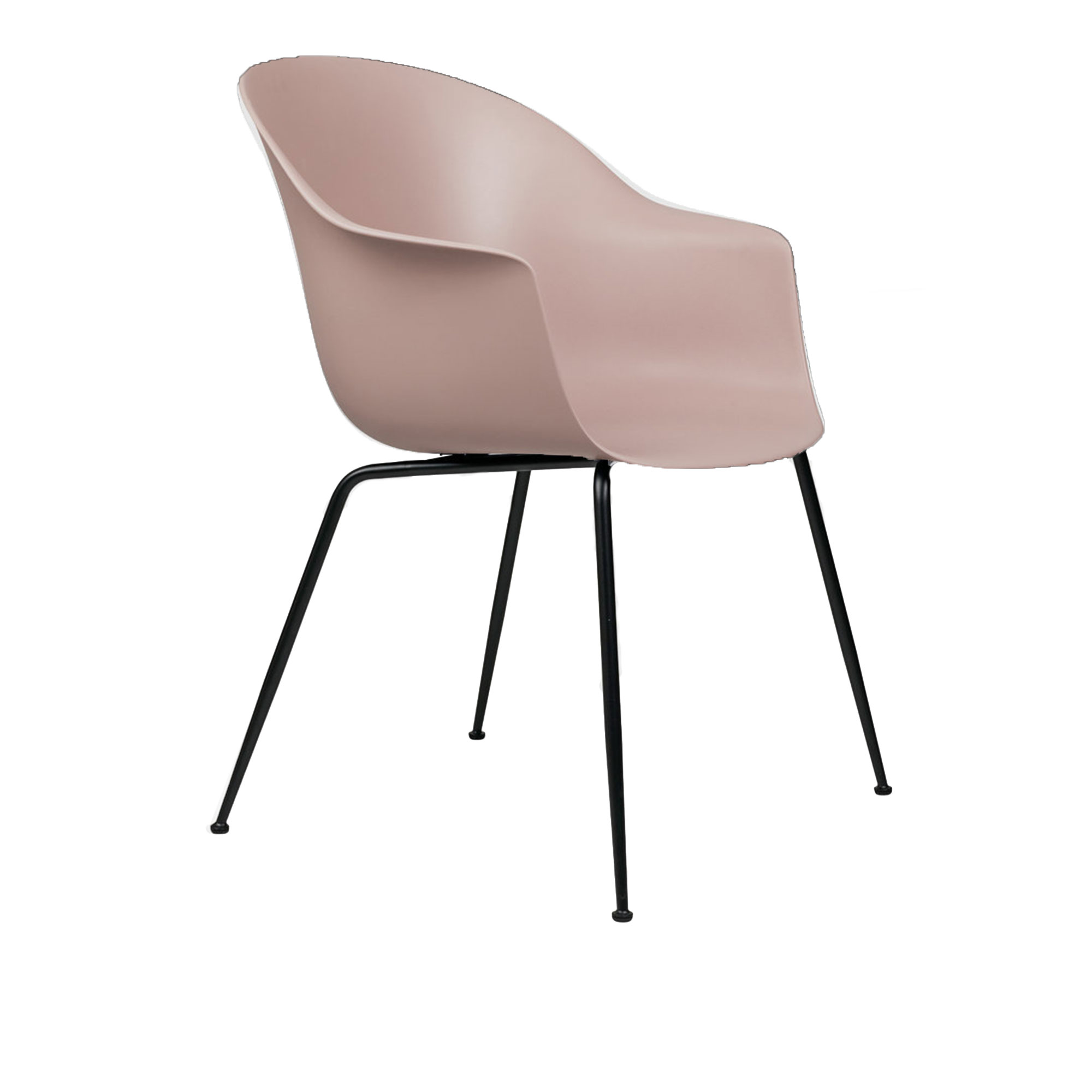 Gubi - Bat Dining Chair, Un-upholstered Brass Semi Matt Base, Black Shell - Matstolar - GamFratesi - Svart