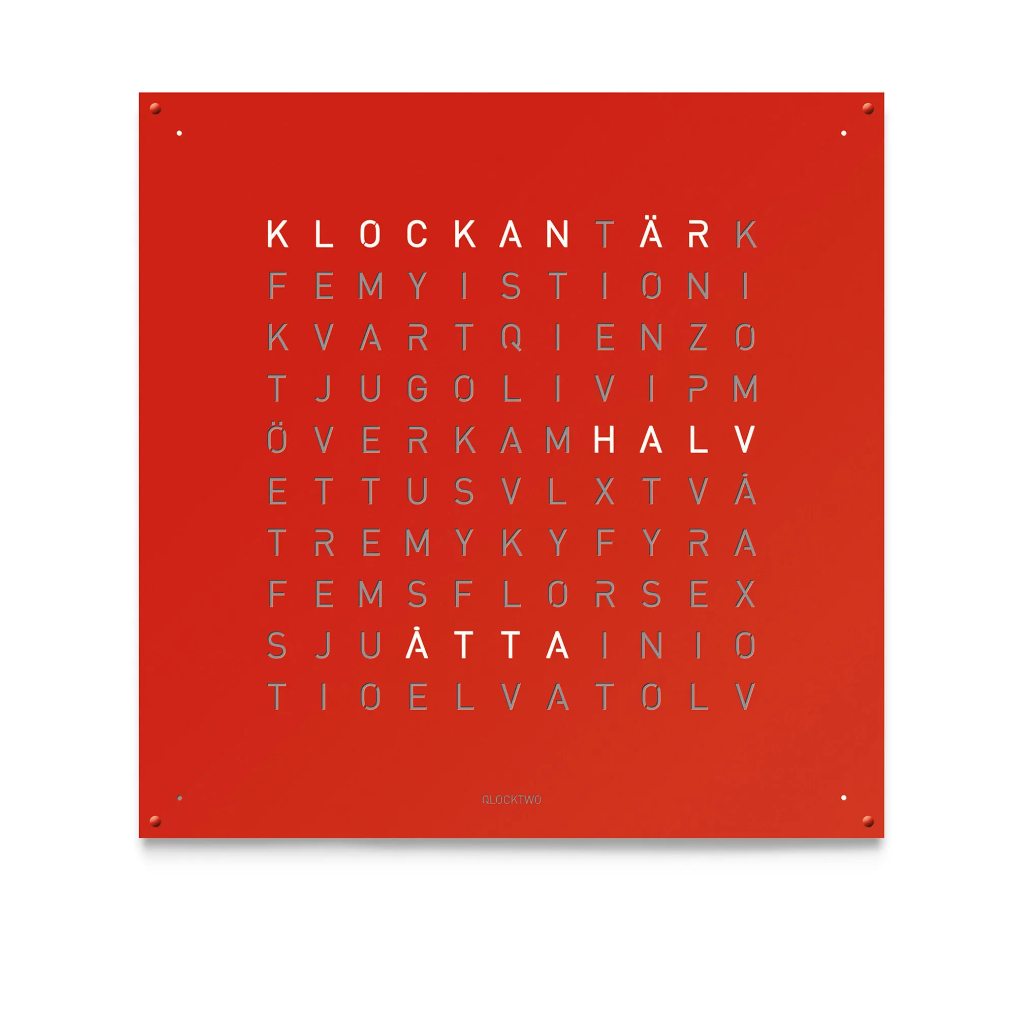 Qlocktwo Earth 90 Stainless Steel - Red Pepper