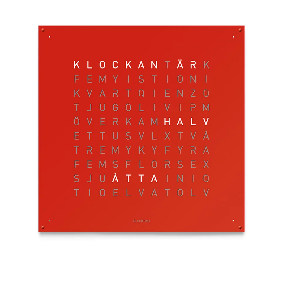 Qlocktwo Earth 90 Stainless Steel - Red Pepper