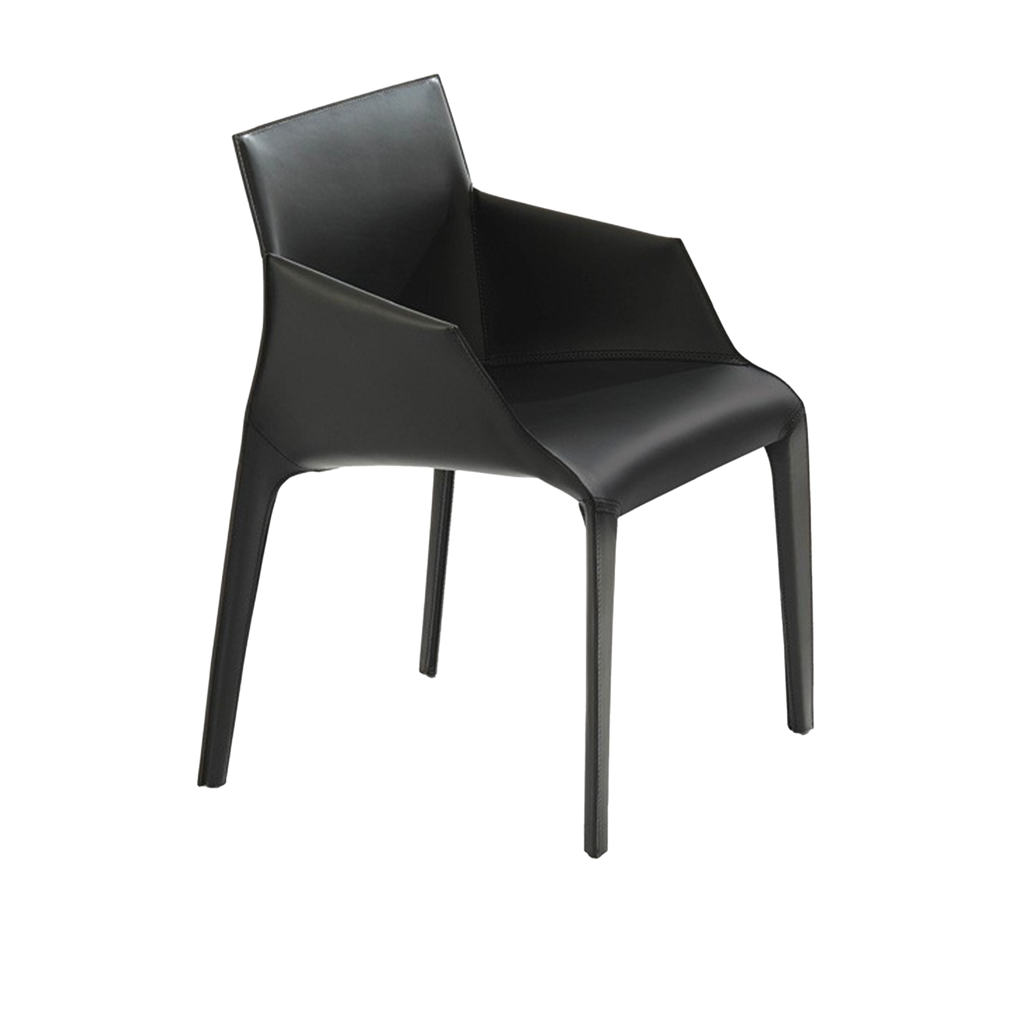 Poliform - Seattle lenestol S38N Hide, 02 Nero - Spisestoler - Jean-Marie Massaud - Flerfarget - Lær/Tre/Syntetisk