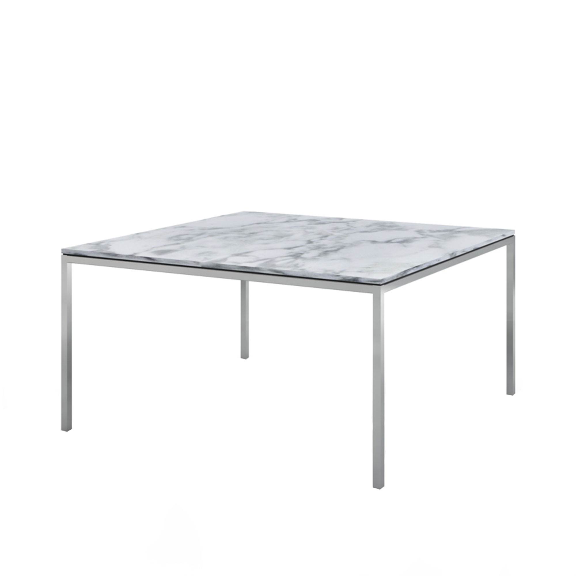 Knoll - Florence Knoll High Table, Kvadratisk, 140 x 140 cm, skiva i Vit Arabescato marmor - Matbord - Florence Knoll - Vit - Metall/Sten