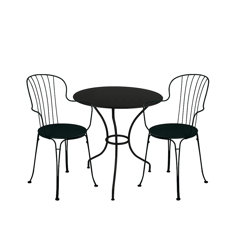 Opéra+ matgrupp pedestalbord Ø67cm & 2 karmstolar