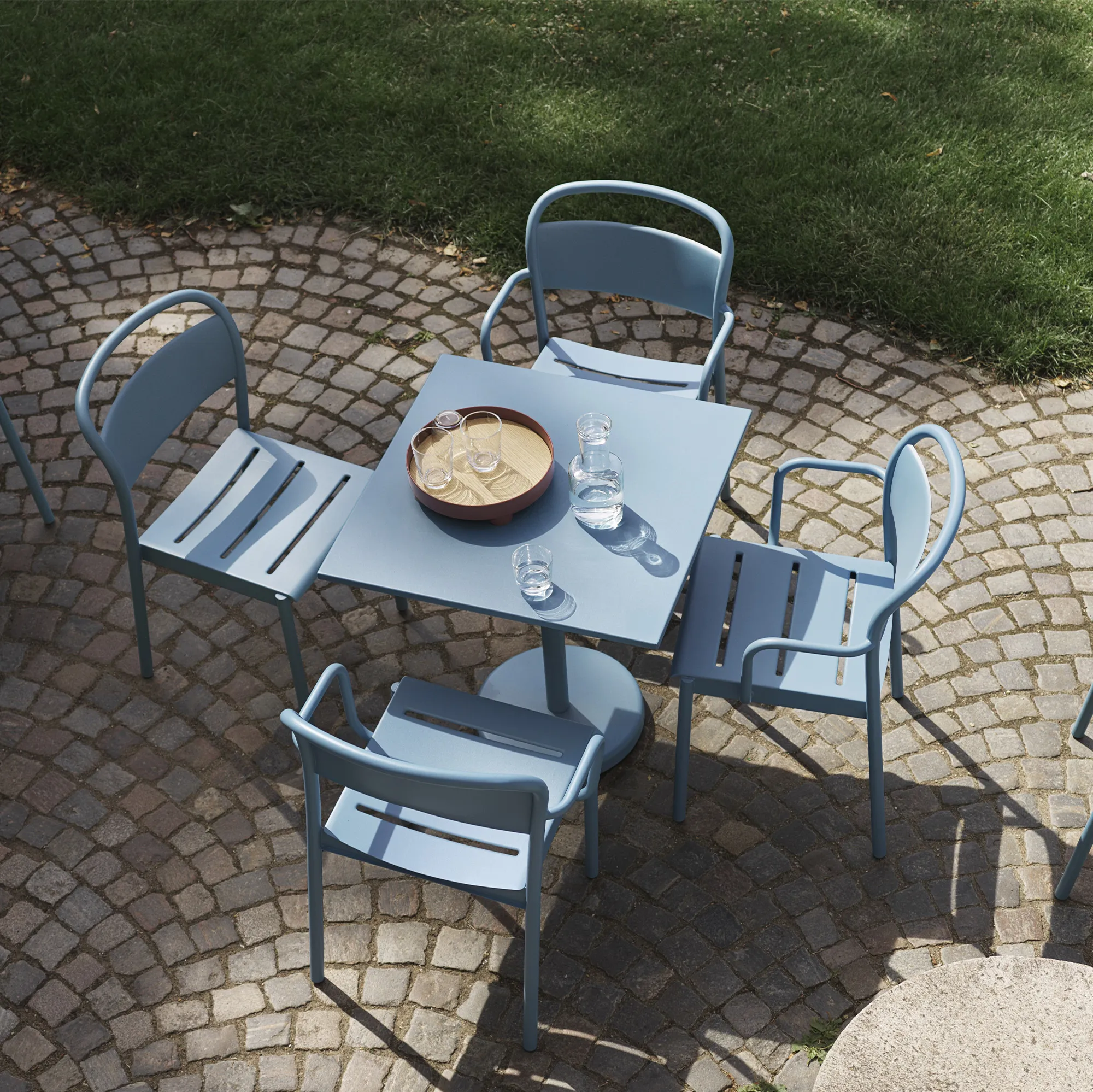 Linear Steel Side Chair Pale Blue