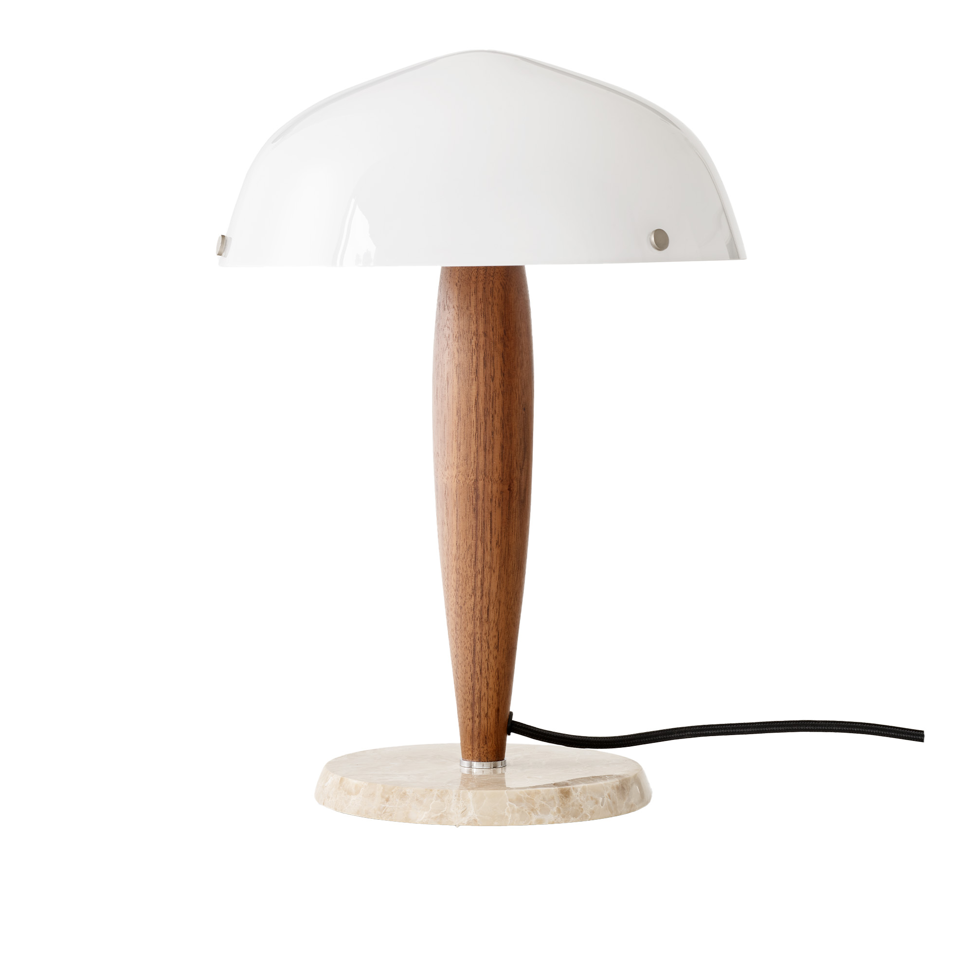 &Tradition - Herman SHY3 Opal Glass With Oiled Walnut / Cream Marble - Bordslampor - Signe Hytte - Beige,Träfärgad,Vit | Belysning - Bords- Och Skrivbordslampor - Bordslampor | Möbelexperten