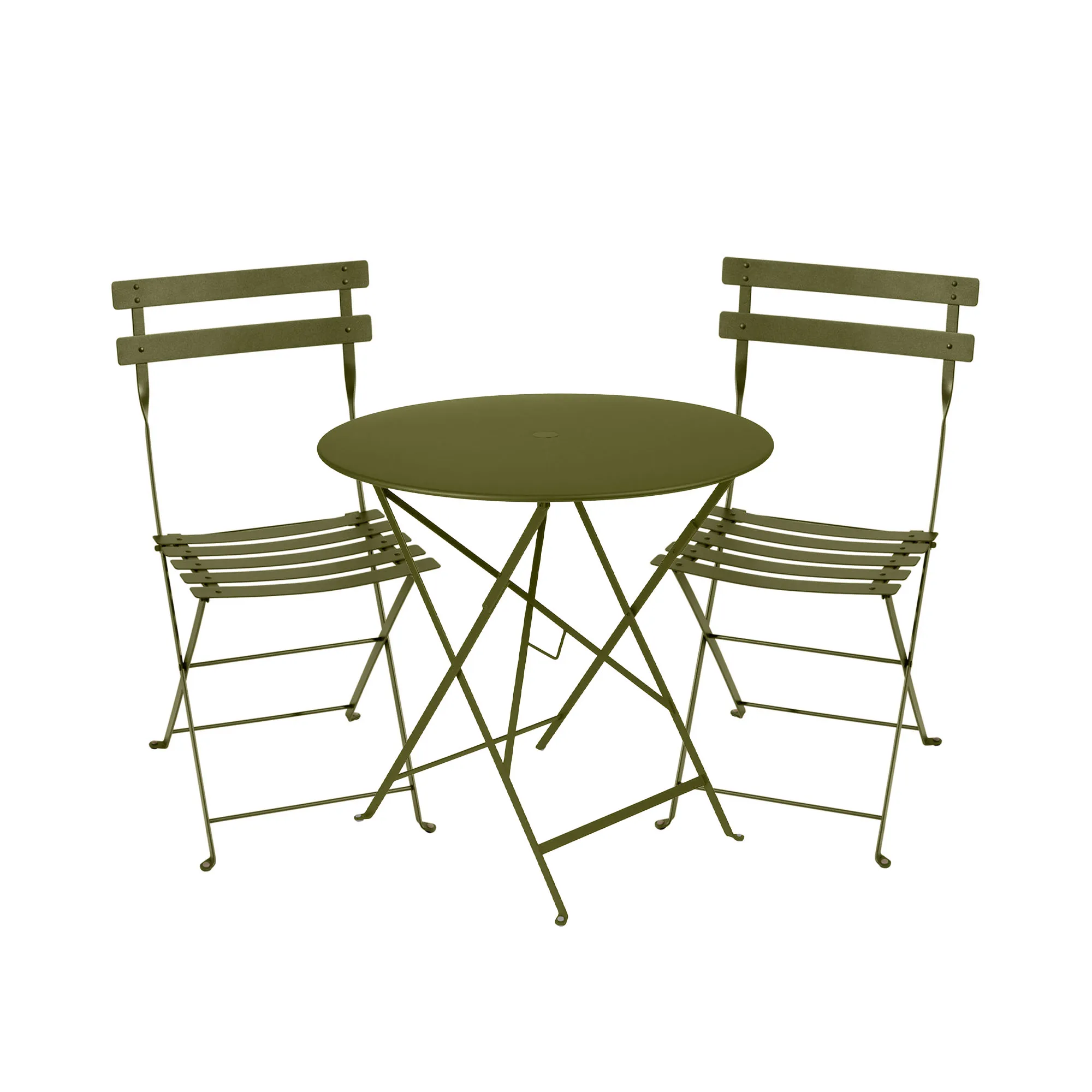 Bistro matgrupp bord 77cm & 2 metall stolar