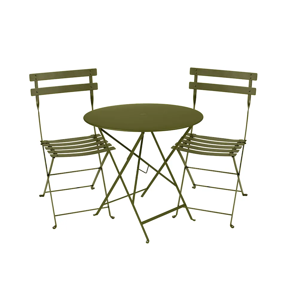 Bistro matgrupp bord 77cm & 2 metall stolar
