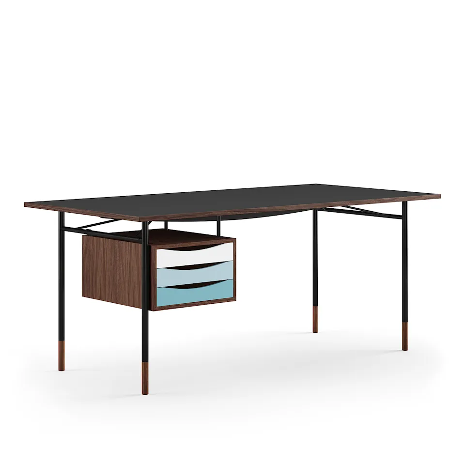 Nyhavn skrivbord 190 cm Cold med lådor Black