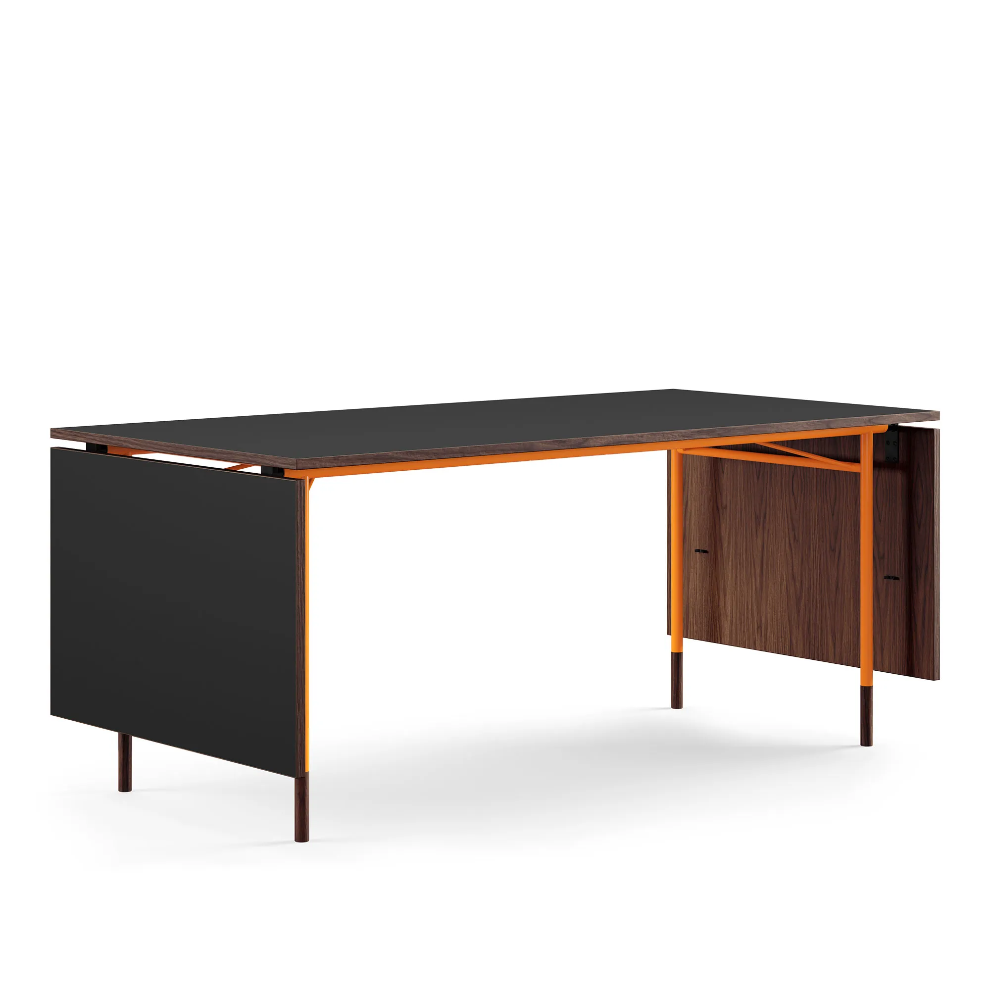 Nyhavn matbord med klaffar Black Linoleum/Walnut