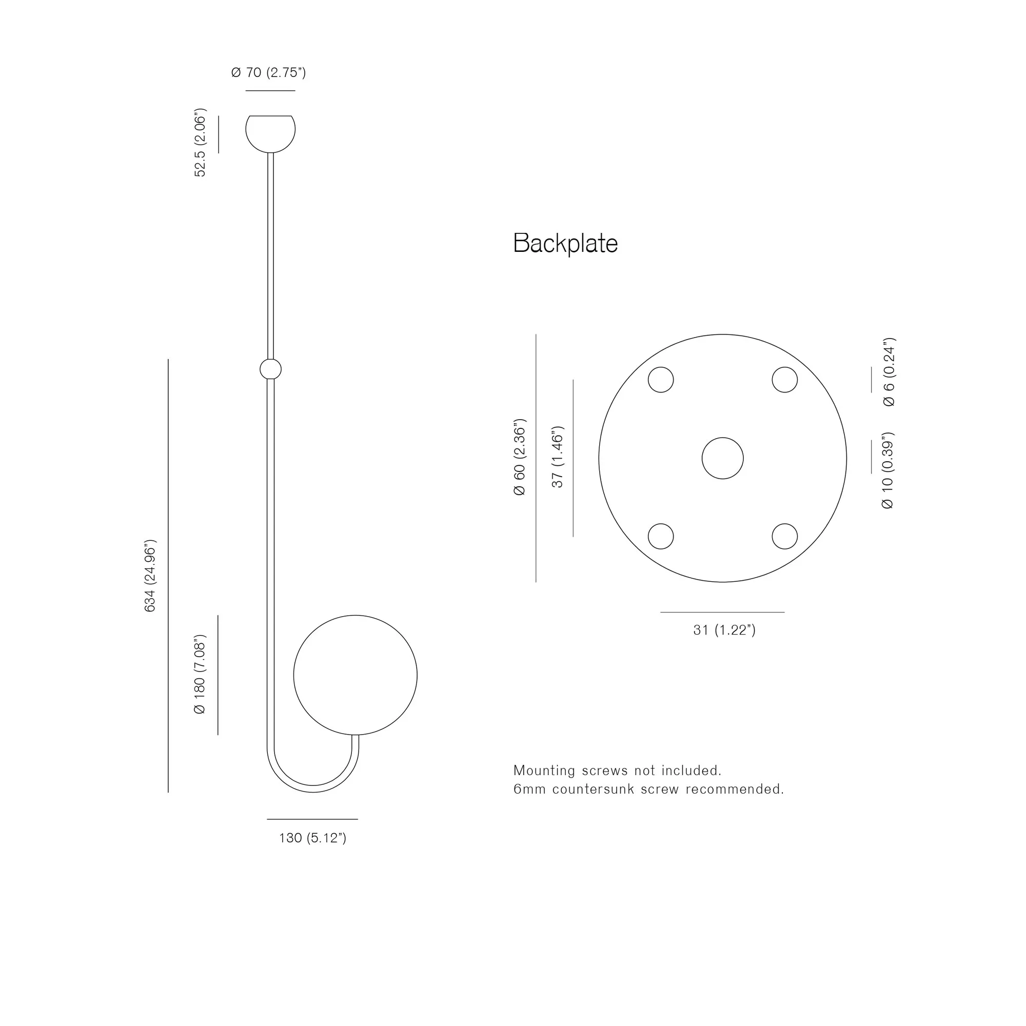 Single Angle Pendant Satin Brass