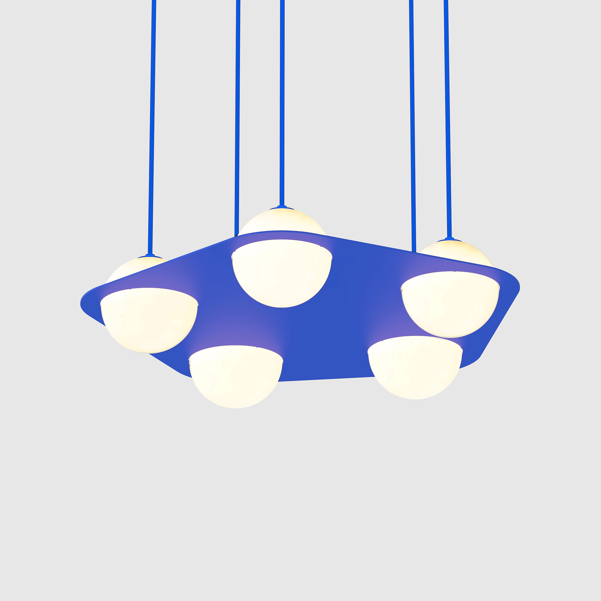 Lambert & Fils - Laurent 04, Parallel, Blue frame, Blue wires, Black canopy - Pendellampor - Blå