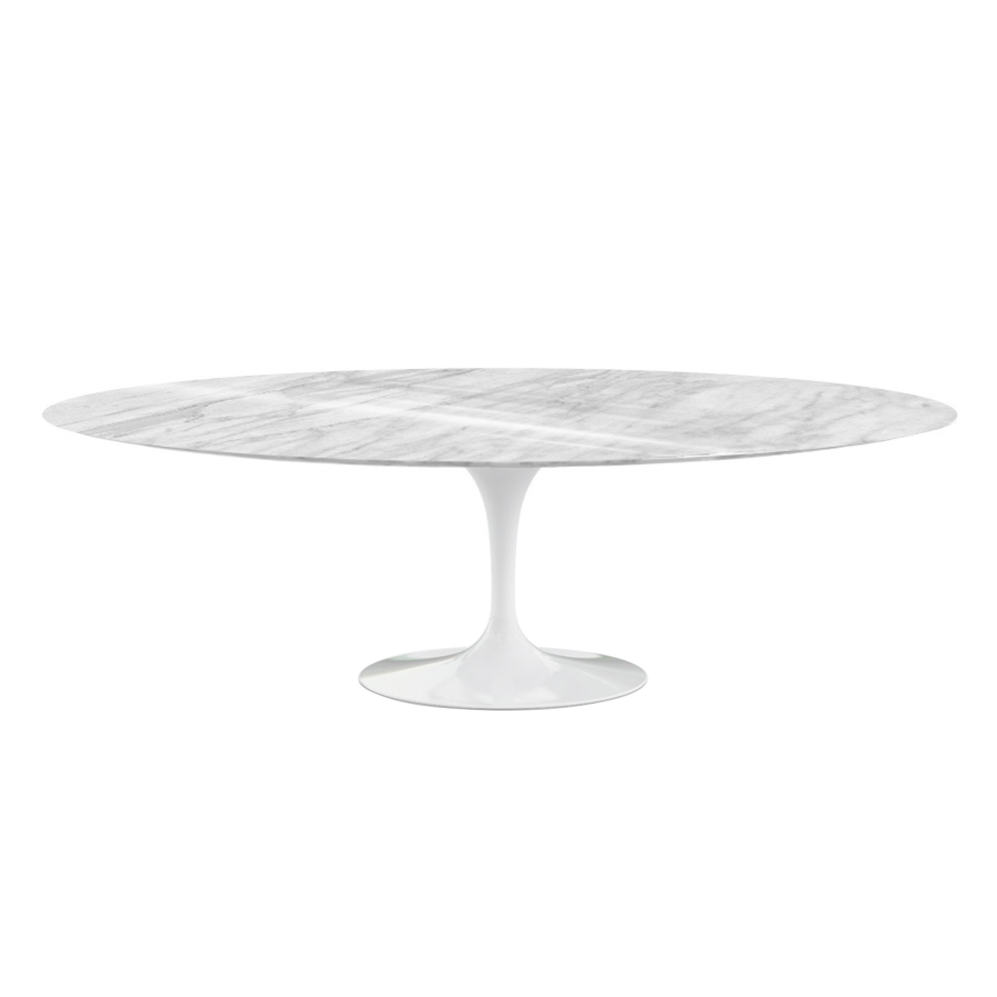 Knoll - Saarinen Oval Table - Matbord, 244 x 137 cm, Vitt underrede, skiva i glansig Statuarietto marmor - Matbord - Eero Saarinen - Vit - Metall/Sten | Möbler - Bord - Matbord | Möbelexperten