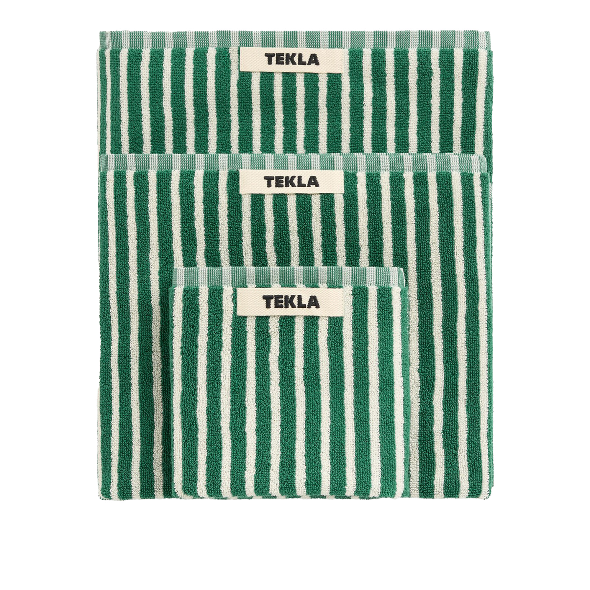 Tekla - Terry handduk teal green stripes gästhandduk 30x50cm - Handdukar och badlakan - Grön | Textilier - Badrumstextilier - Handdukar Och Badlakan | Möbelexperten