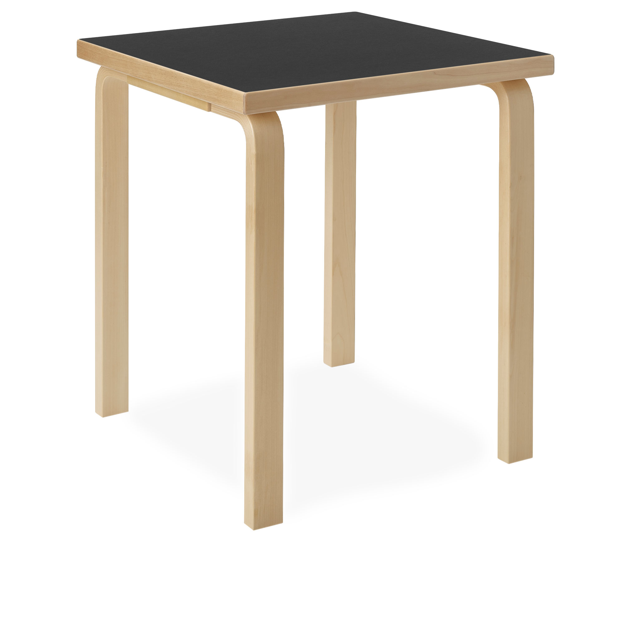 Artek - Aalto bord kvadratiskt 80C svart linoleum - Matbord - Alvar Aalto - Svart - Trä