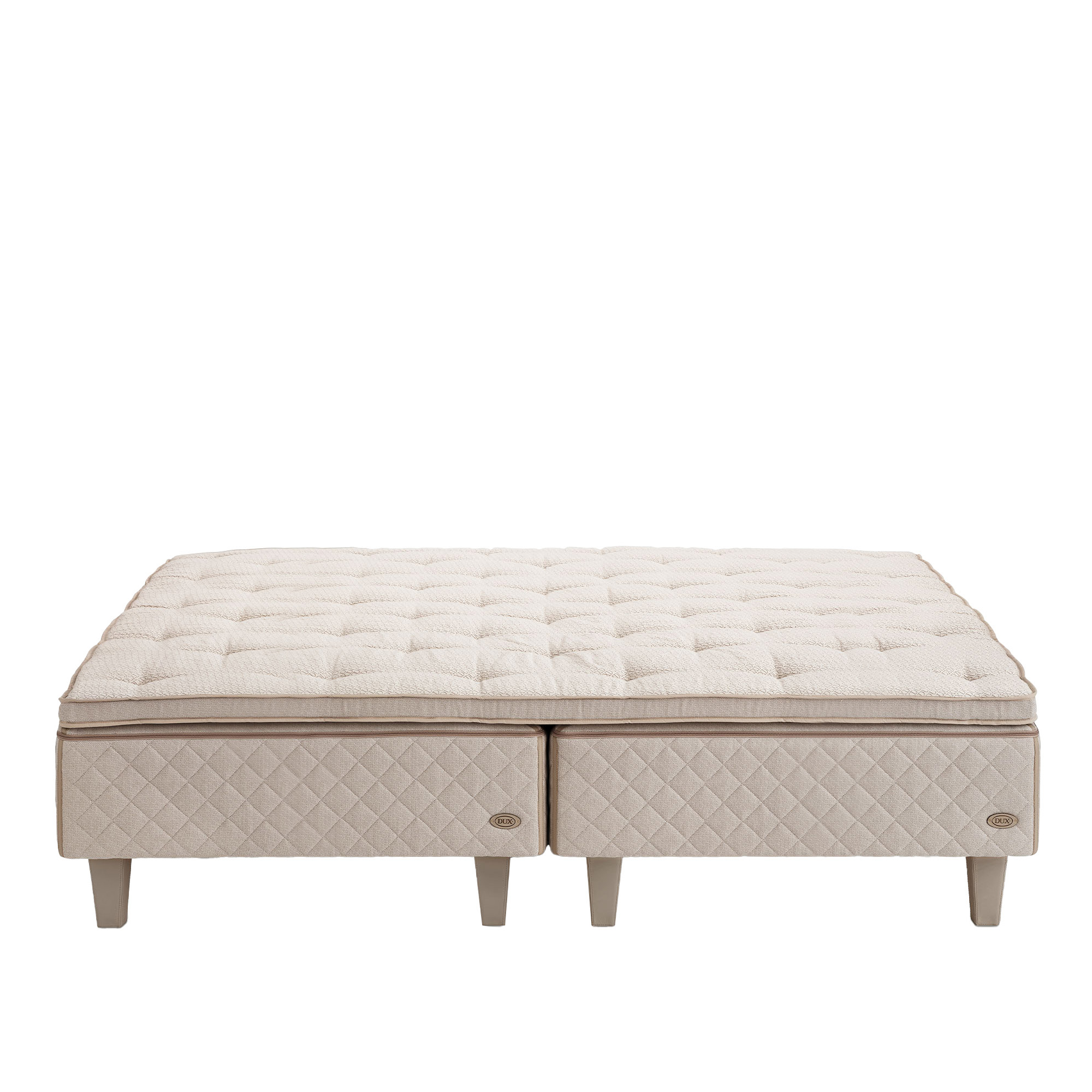 DUX - Dux 10 resårbotten fast 200x200 cm/ Top Pad Plus Bäddmadrass/ Konisk läder oatmeal 20 cm - Sängar - Beige | Möbler - Sängar Och Tillbehör - Sängar | Möbelexperten
