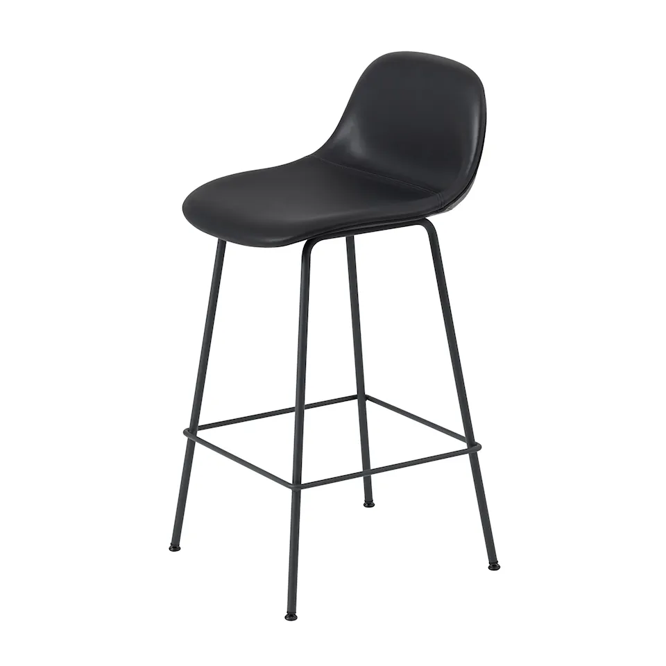 Fiber Bar Stool with Backrest - Tube Base
