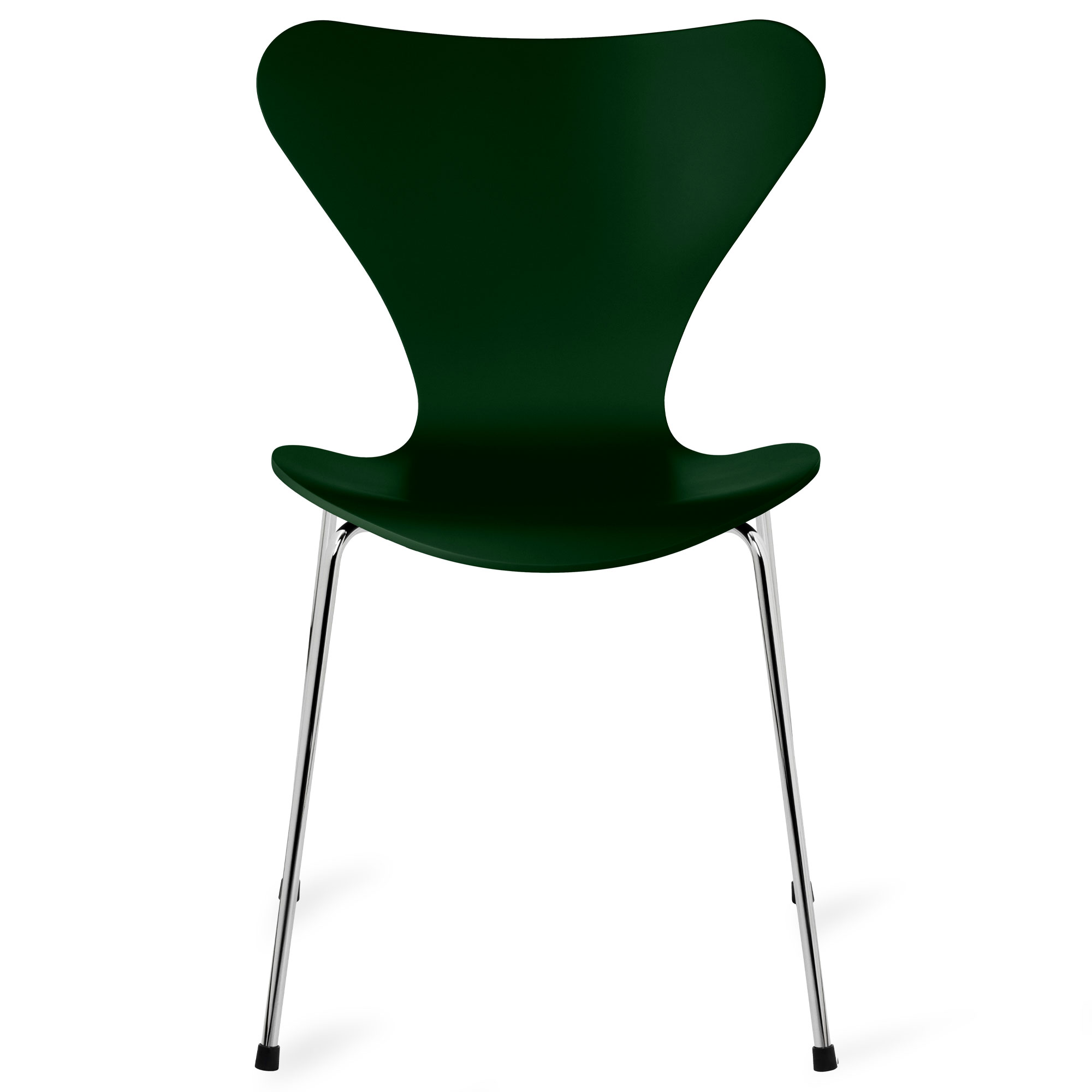 Fritz Hansen - Sjuan 3107 stol lackerad bokfanér chrome / evergreen - Matstolar - Arne Jacobsen - Grön - Metall/Trä | Möbler - Stolar Och Pallar - Matstolar | Möbelexperten