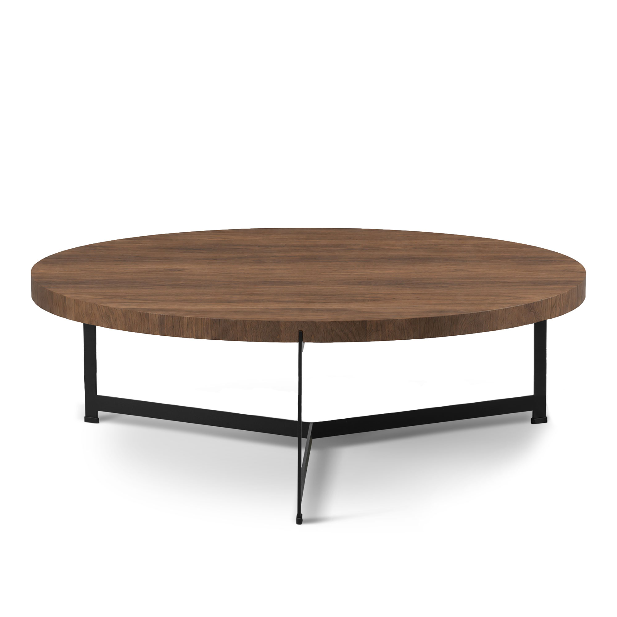 Dk3 - Plateau Coffee Table - Ø 80 cm - Höjd 35 cm, Skiva i Oljad rökt ek, Underrede i Svart pulverlackerat stål - Soffbord - Søren Rose Studio - Träfärgad - Metall/Trä