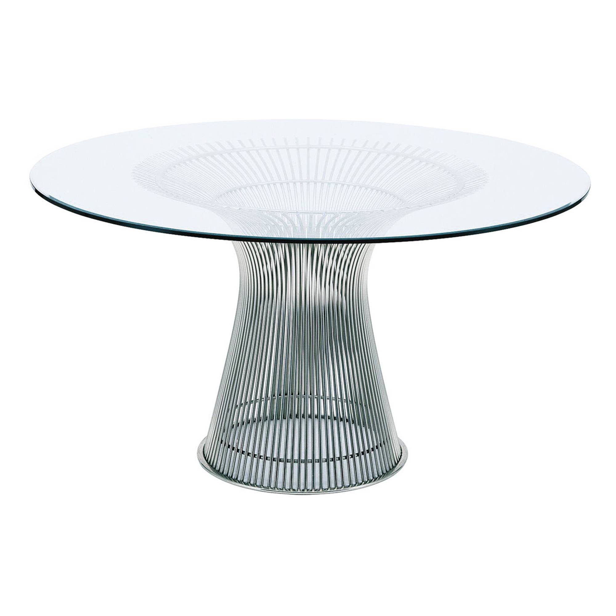 Knoll - Platner Dining Table, underrede i Polerad nickel, skiva i Bronsfärgat glas - Matbord - Warren Platner - Brons - Glas/Metall