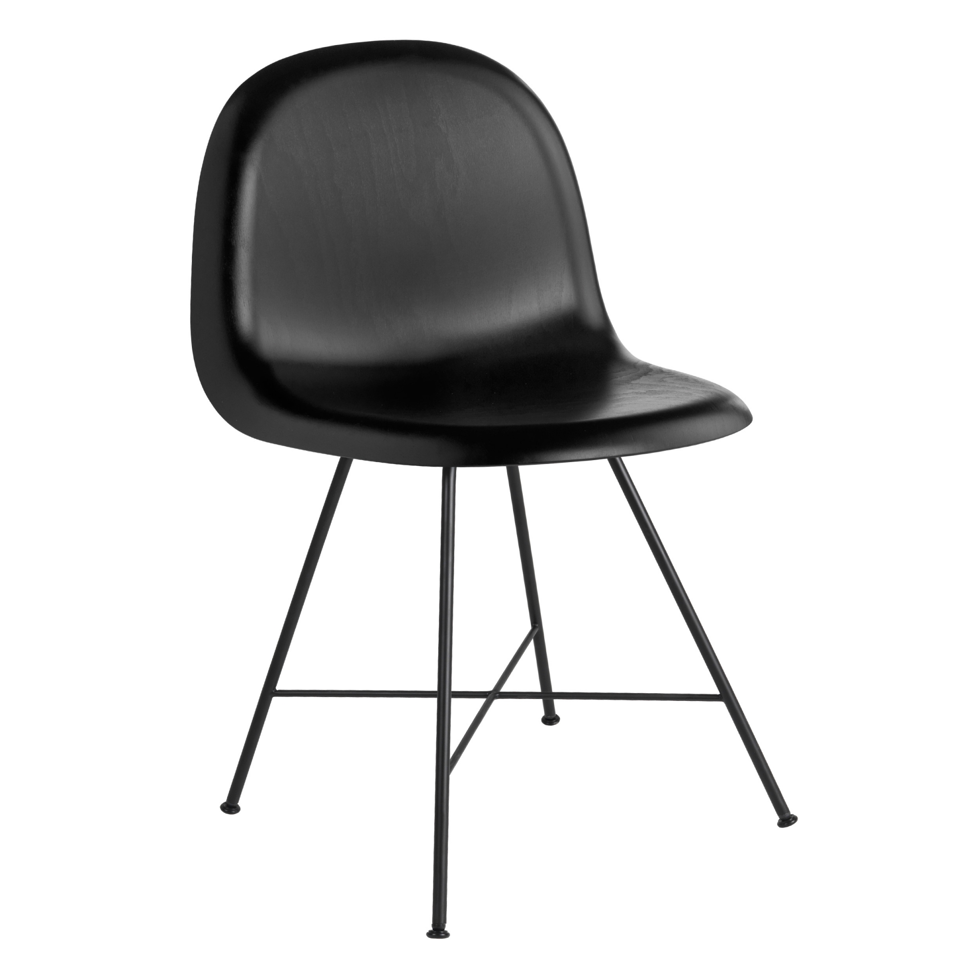 Gubi - 3D Dining Chair Center Base Stol - Ej klädd, Top Black stained beech - Matstolar - Träfärgad - Metall/Trä