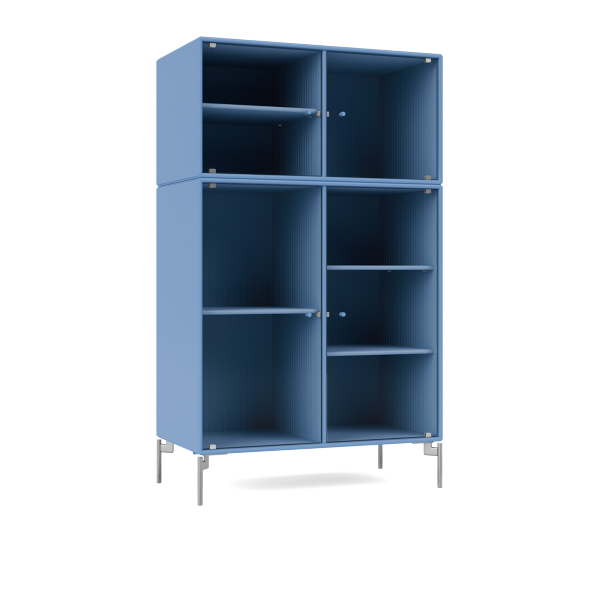 montana - ripple iii – vitrine cabinet 154-azure matt chrome - skåp och vitrinskåp - peter j. lassen - blå - trä