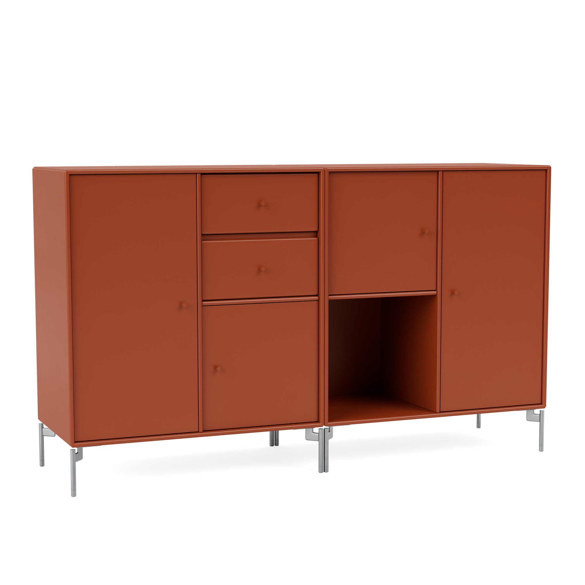 montana - couple sideboard 162-hokkaido matt chrome - skänkar och sideboards - peter j. lassen - röd - trä