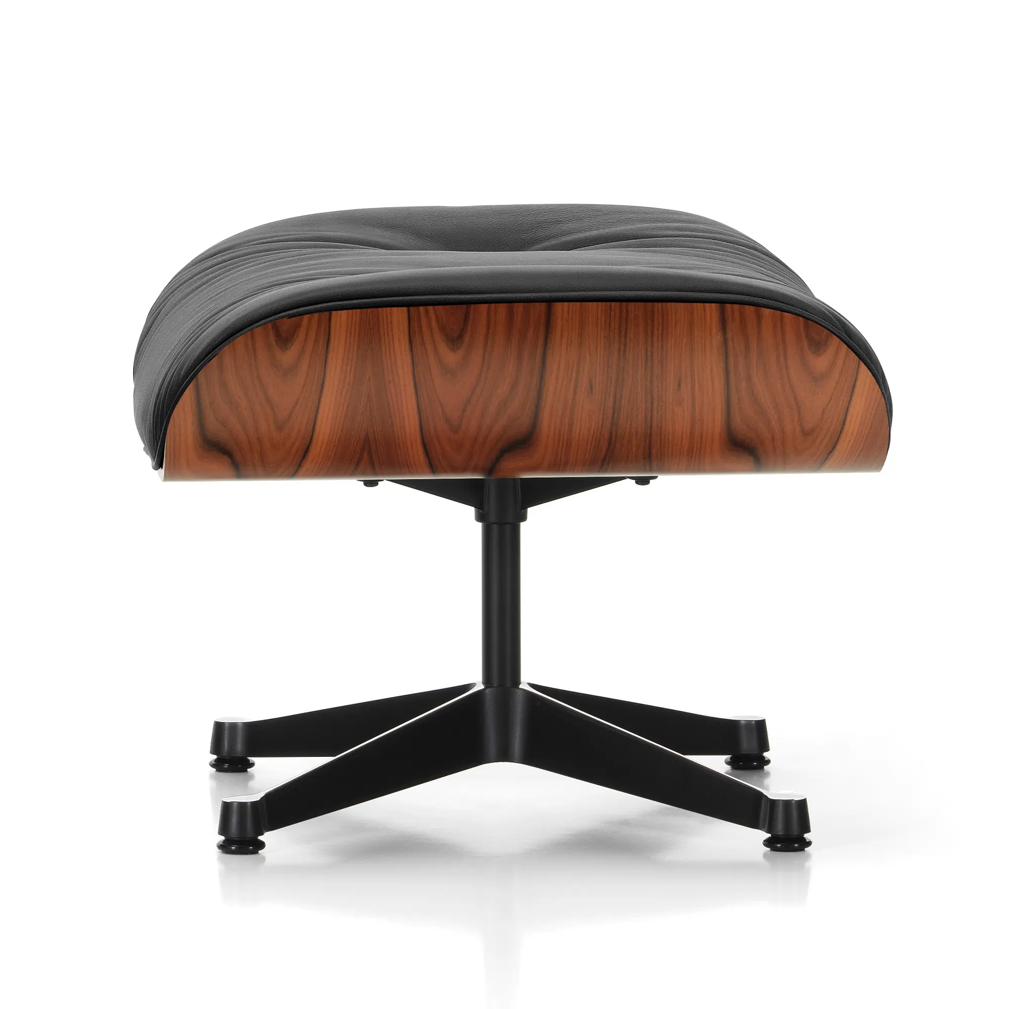 Eames Lounge Ottoman Santos Palisander Leather Premium Nero 66 Polished Aluminium/Deep Black