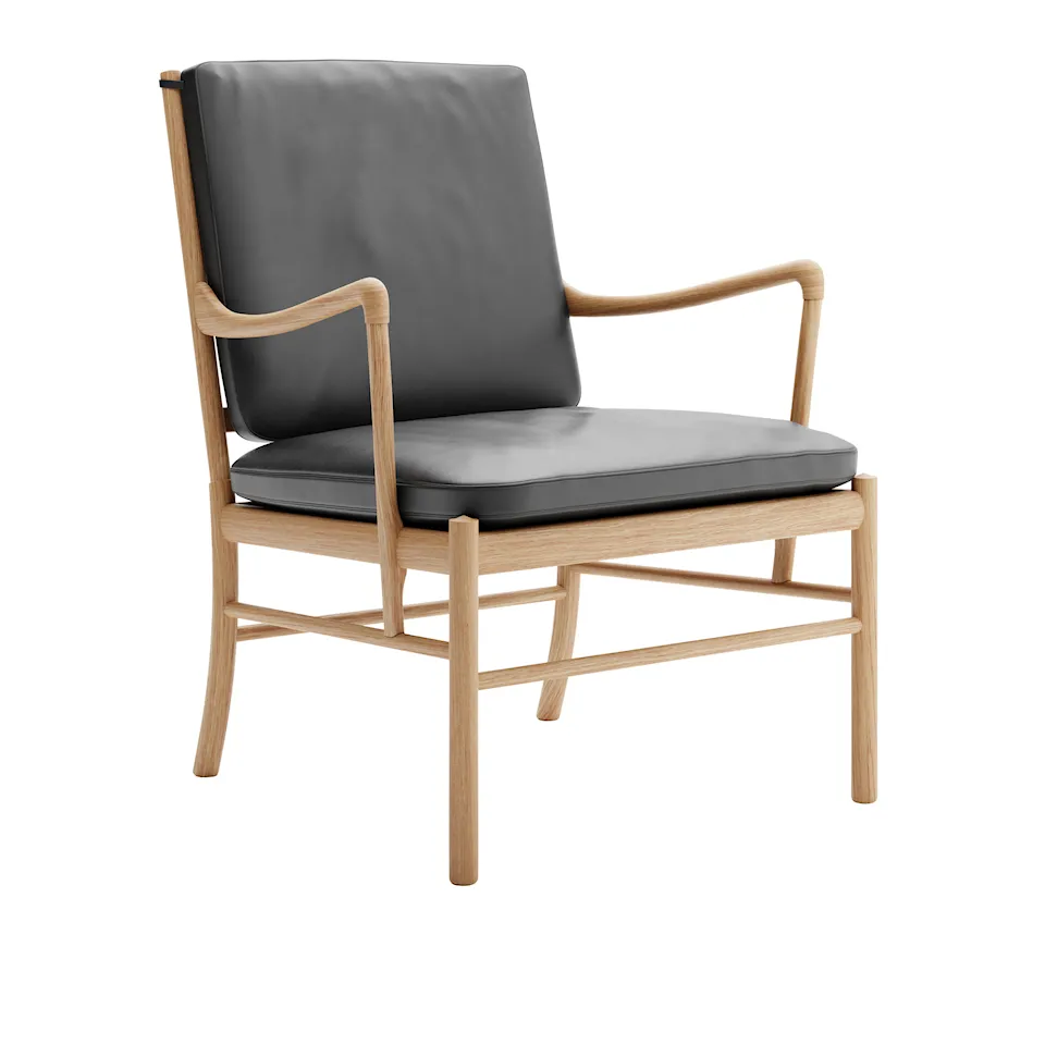OW149 Colonial Chair oljad ek, klädd i Terra Jade 20368