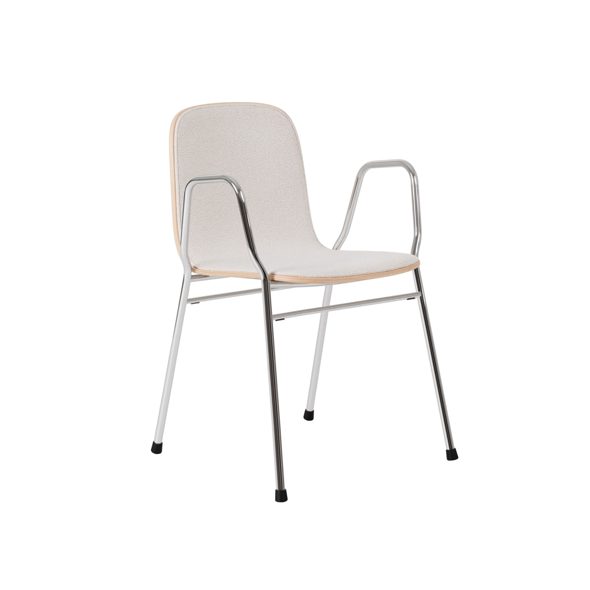 HEM - Touchwood Armchair - Calla/Chrome - Matstolar - Lars Beller Fjetland - Silver,Beige - Metall/Trä/Syntetiskt/Ull