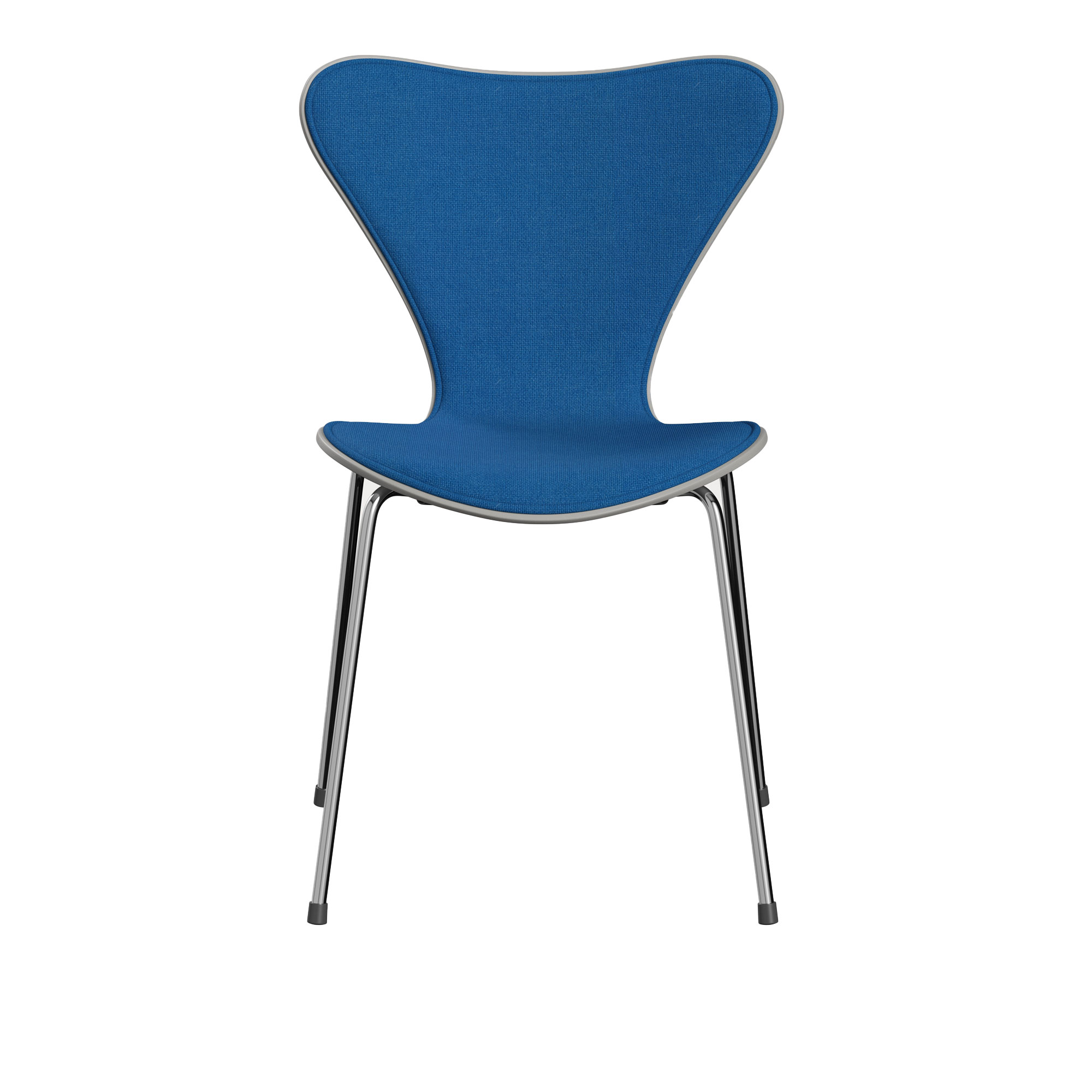 Fritz Hansen - 3107 Sjuan - Framsidesklädd, Nine Grey, Tyg, Hallingdal 723 - Matstolar - designer_arne_jacobsen - Blå - Metall/Trä/Textilmaterial