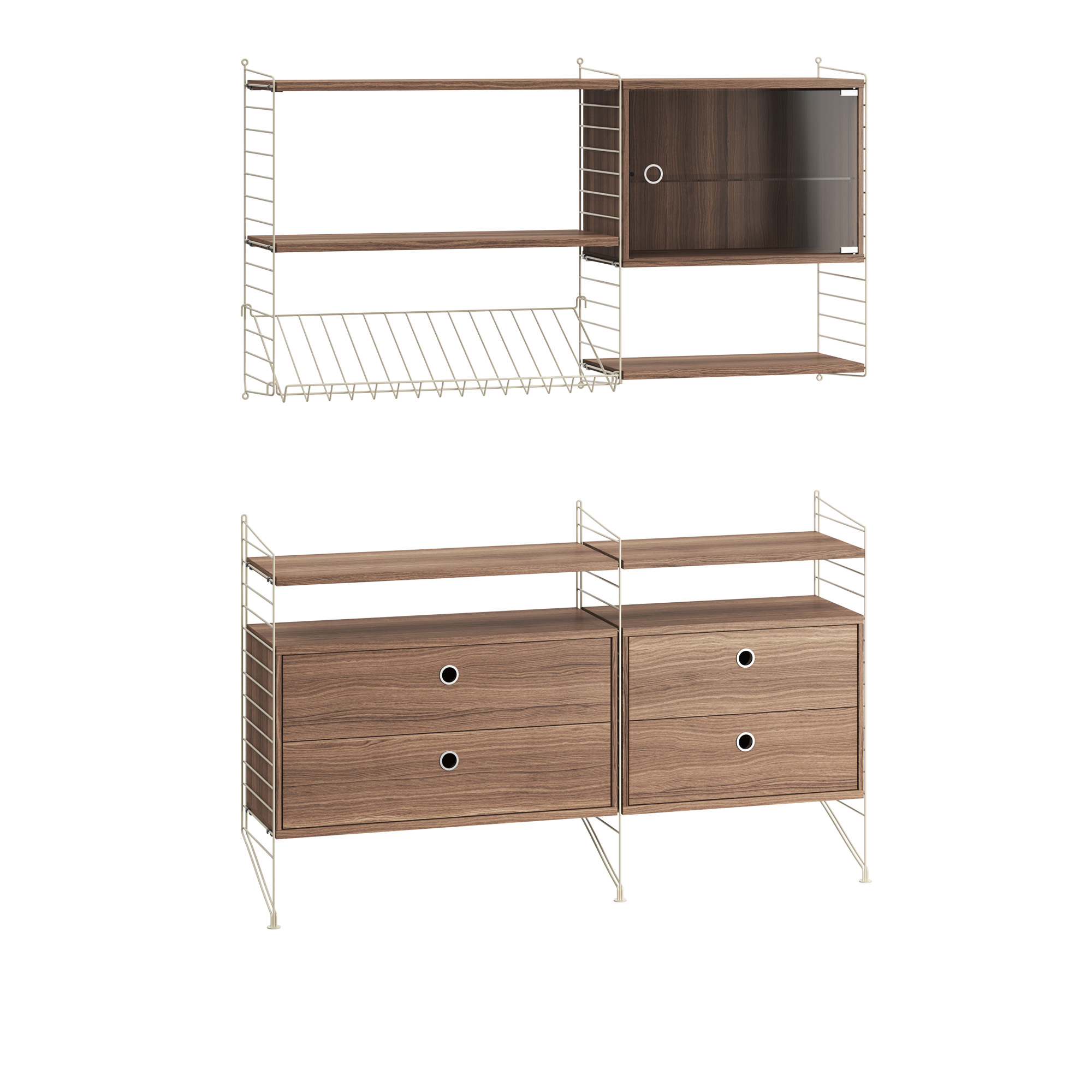 String - Vardagsrum hyllsystem T valnöt/beige - Träfärgad |  | Möbelexperten