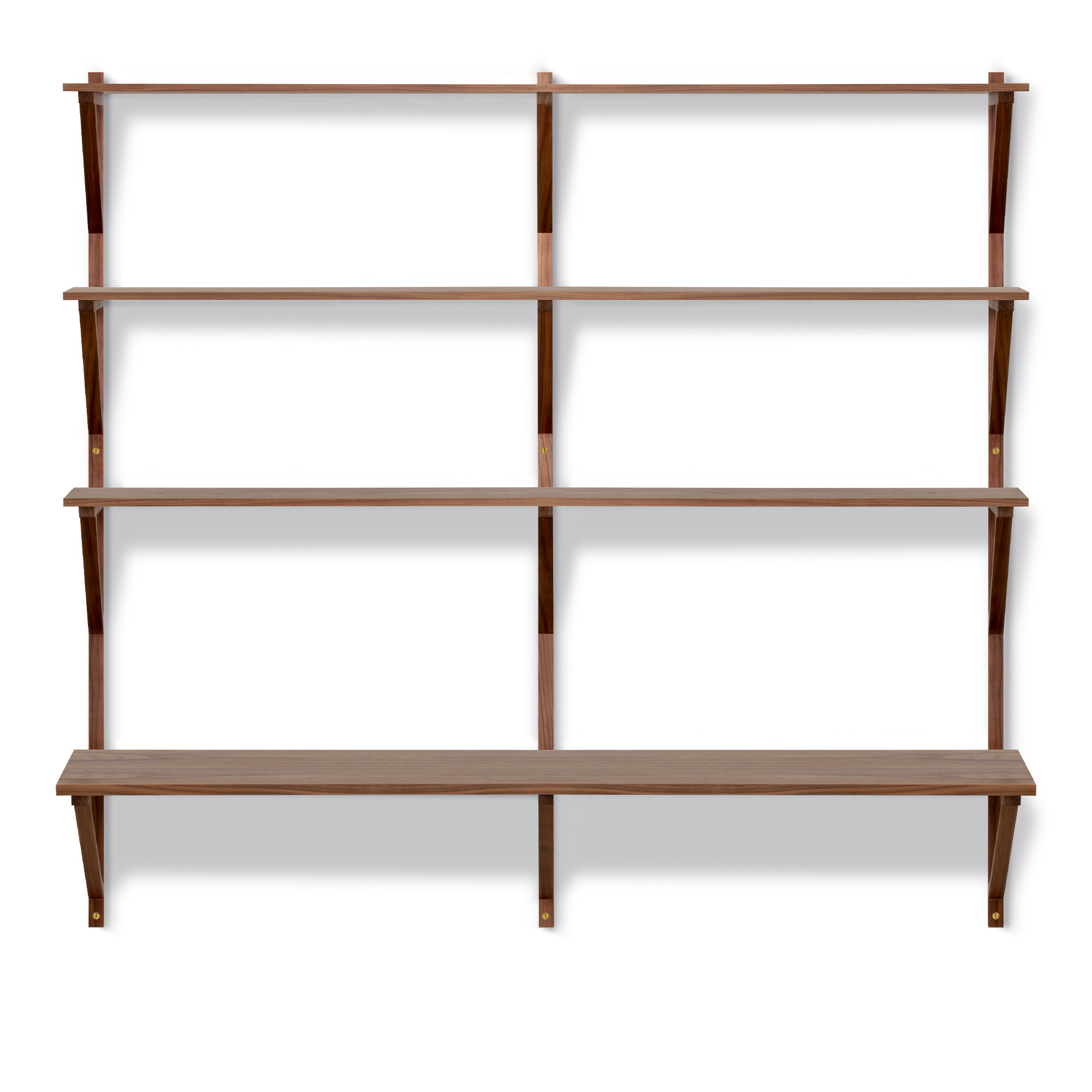 Fredericia Furniture - BM29 Shelf - 2 compartments - 3 shelves and desk shelf - DxWxH: 43x149x134 cm - Walnut lacquer - Hyllor & Hyllsystem - Børge Mogensen - Träfärgad - Trä