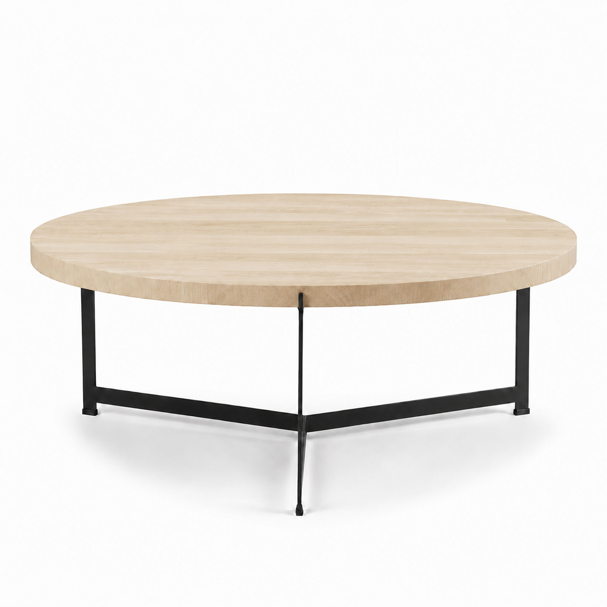 Dk3 - Plateau Coffee Table - Ø 80 cm - Höjd 45 cm, Skiva i Vitoljad ek, Underrede i Svart pulverlackerat stål - Soffbord - Søren Rose Studio - Träfärgad - Metall/Trä | Möbler - Bord - Soffbord | Möbelexperten