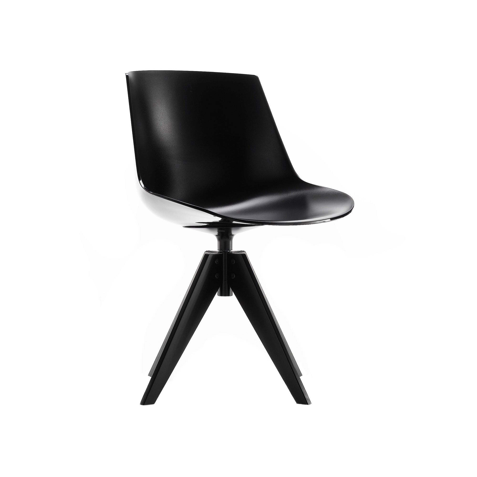 MDF Italia - Flow Chair, Black Shell, Matt Graphite Grey Frame, VN 4-Legged Steel Base - Matstolar - Jean-Marie Massaud - Svart - Metall/Plast