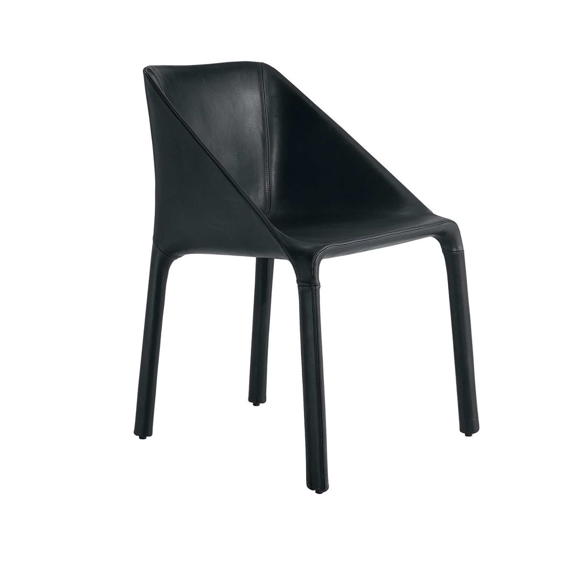 Poliform - Manta lenestol S43P, Leather S 08 Nero - Spisestoler - Rodrigo Torres - Flerfarget - Lær/Metall/Syntetisk