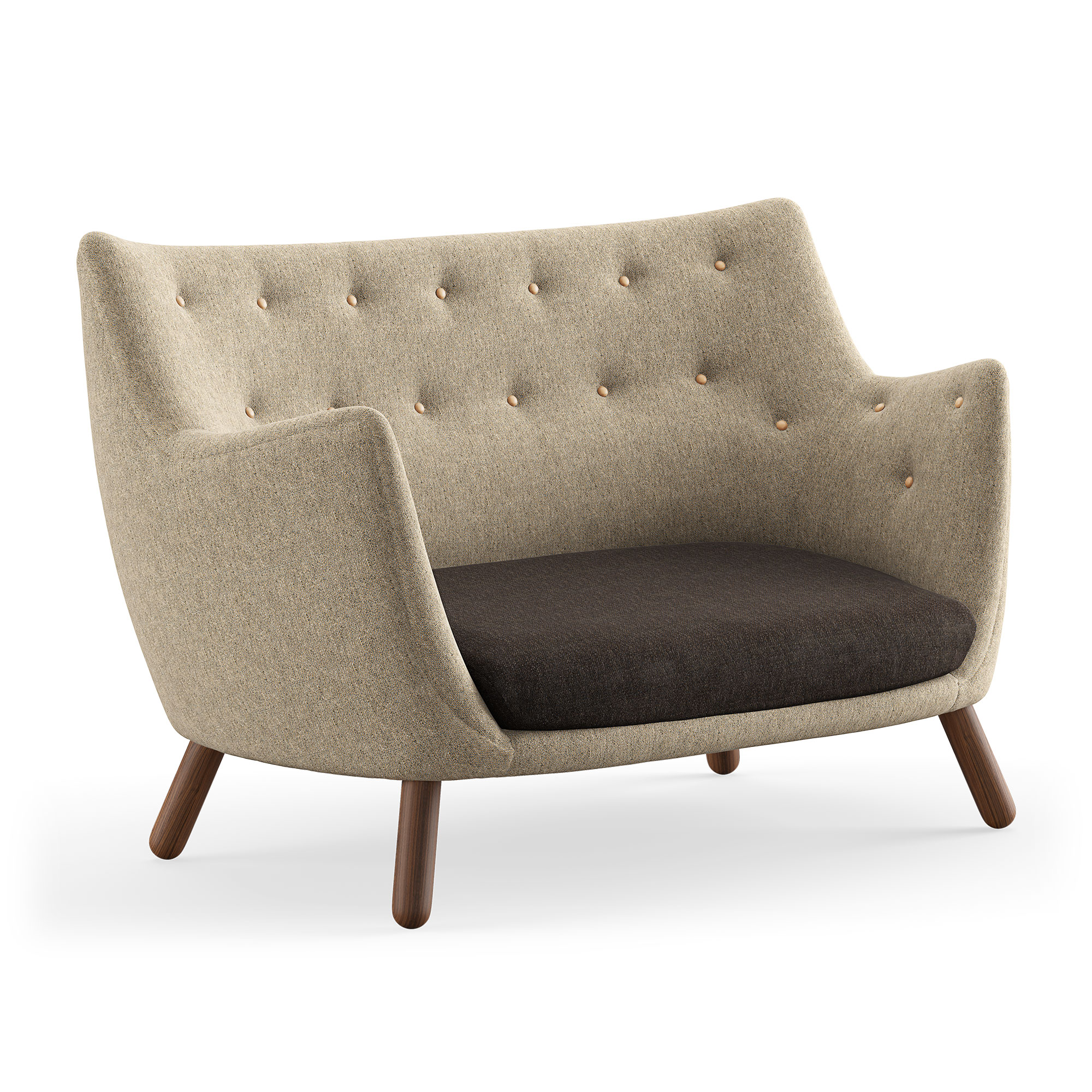 House of Finn Juhl - Poet Sofa, Walnut, Cat. 2 Hallingdal 65 - 376/227 - Soffor - Finn Juhl - Träfärgad,Svart | Möbler - Soffor Och Dagbäddar - Soffor | Möbelexperten