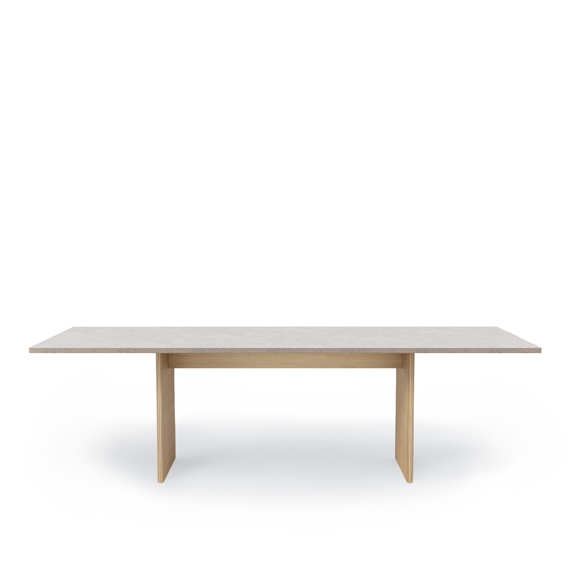 vipp - vipp496 cabin kvadratiskt matbord ljus ek med jura grau blau skiva - matbord - grå