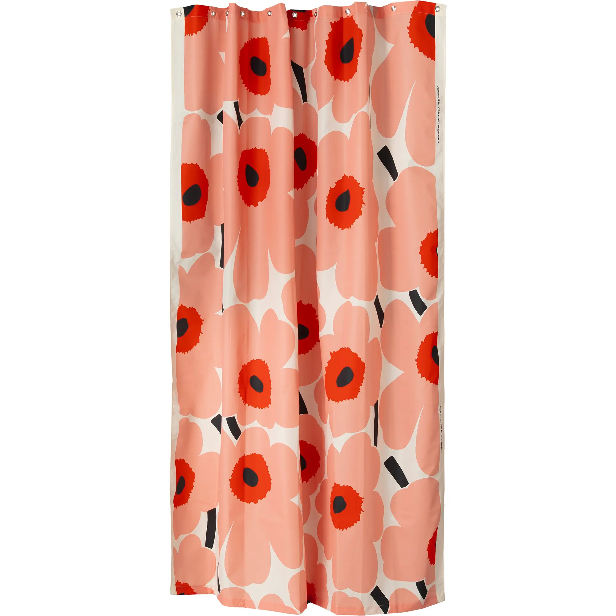 Unikko Offwhite Coral Or. Red Charcoal duschdraperi