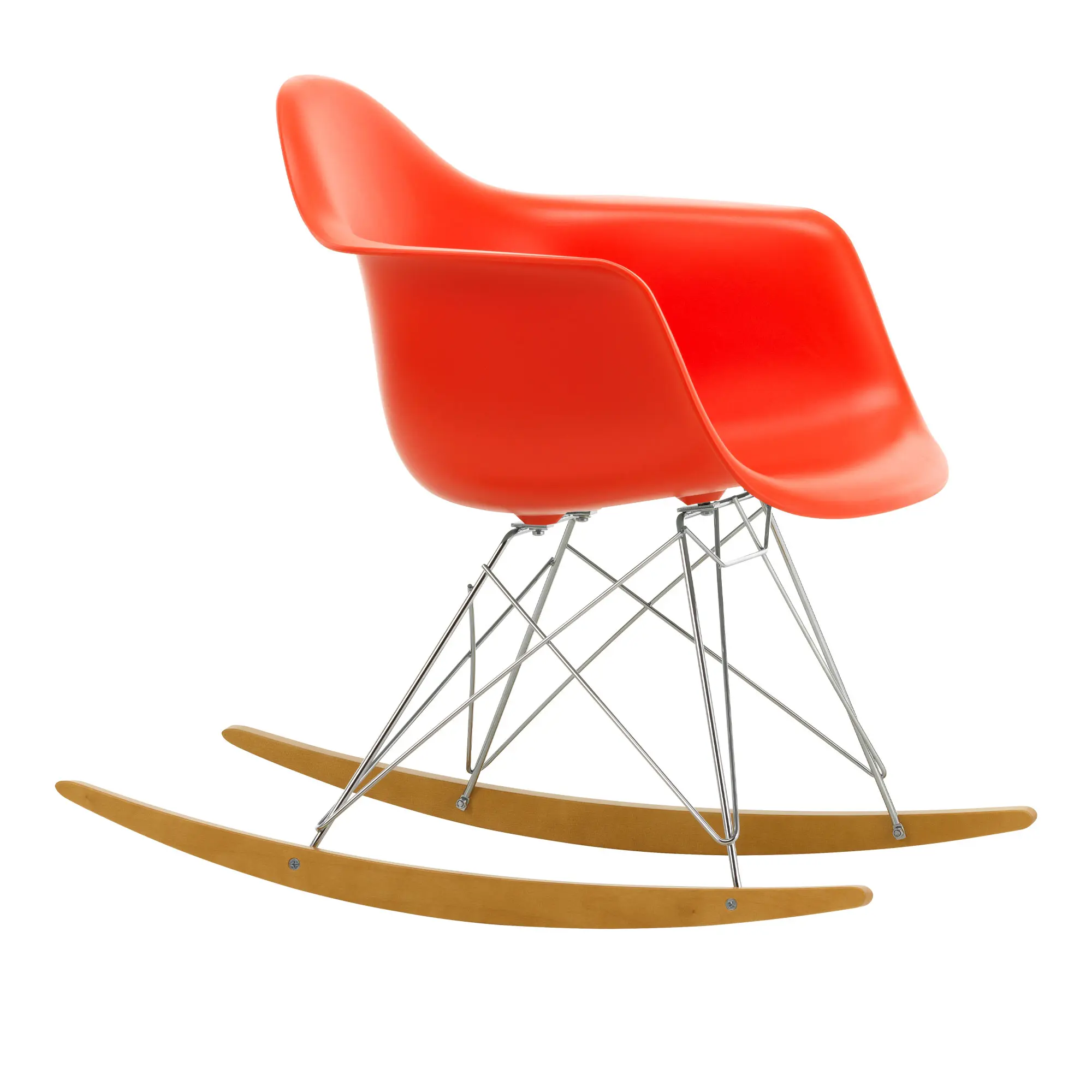 Eames RE Plastic Armchair RAR gungstol Chrome/Golden Maple