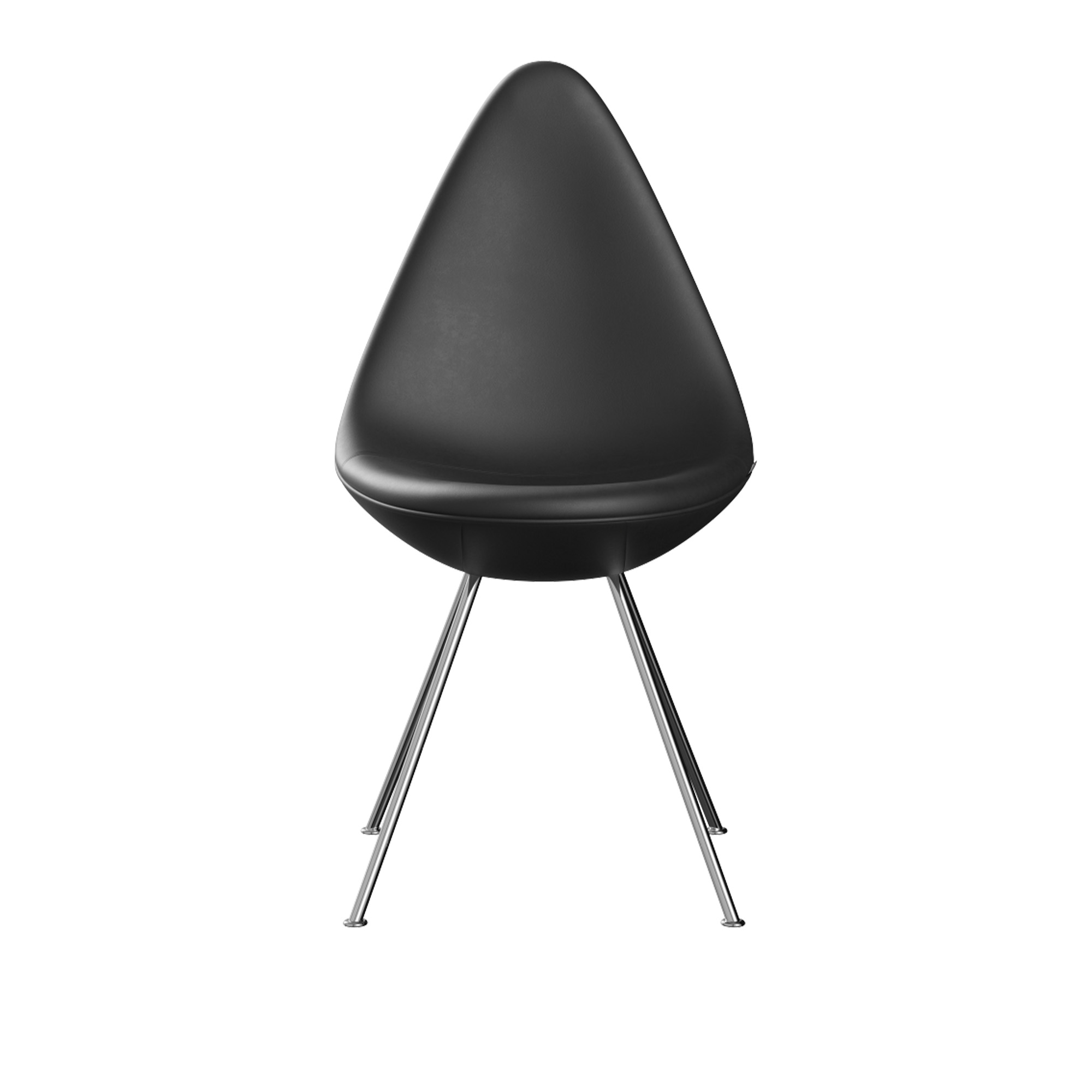 Fritz Hansen - 3110UB Droppen - Essential Leather Black - Matstolar - designer_arne_jacobsen - Läder/Metall/Plast