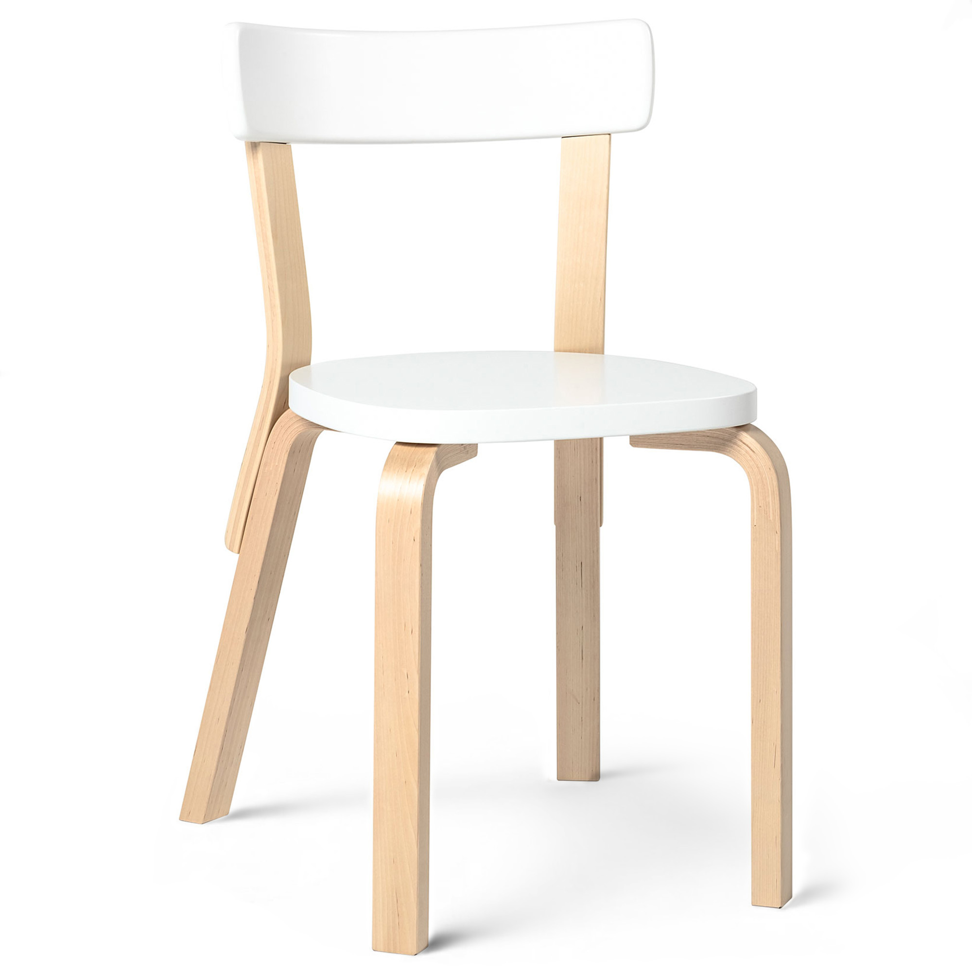 Artek - Stol 69 - Klarlackad bj&ouml;rk/Vitlackad bj&ouml;rk - Matstolar - Alvar Aalto - Vit - Tr&auml;