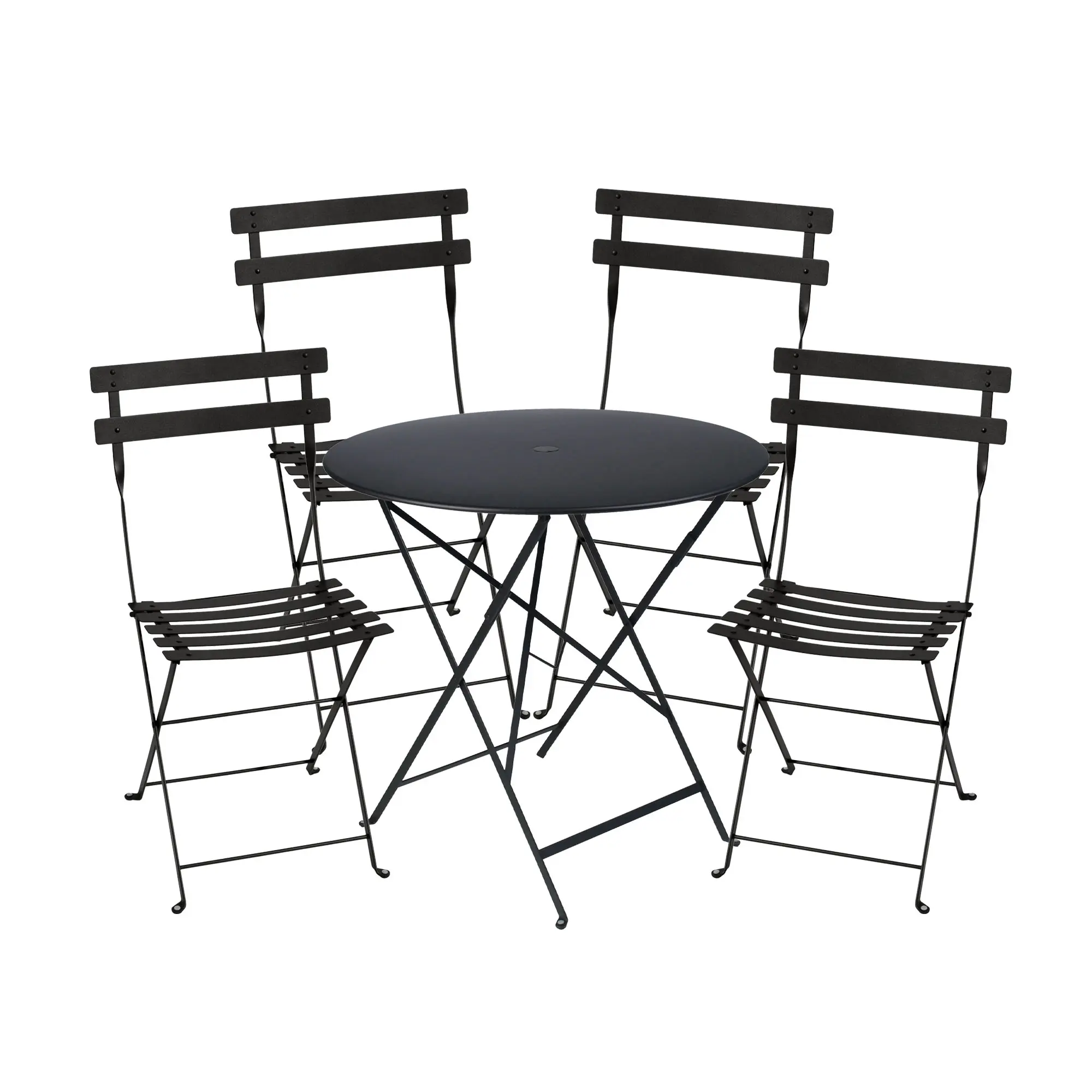 Bistro spisegruppe bord 77cm & 4 metall stoler