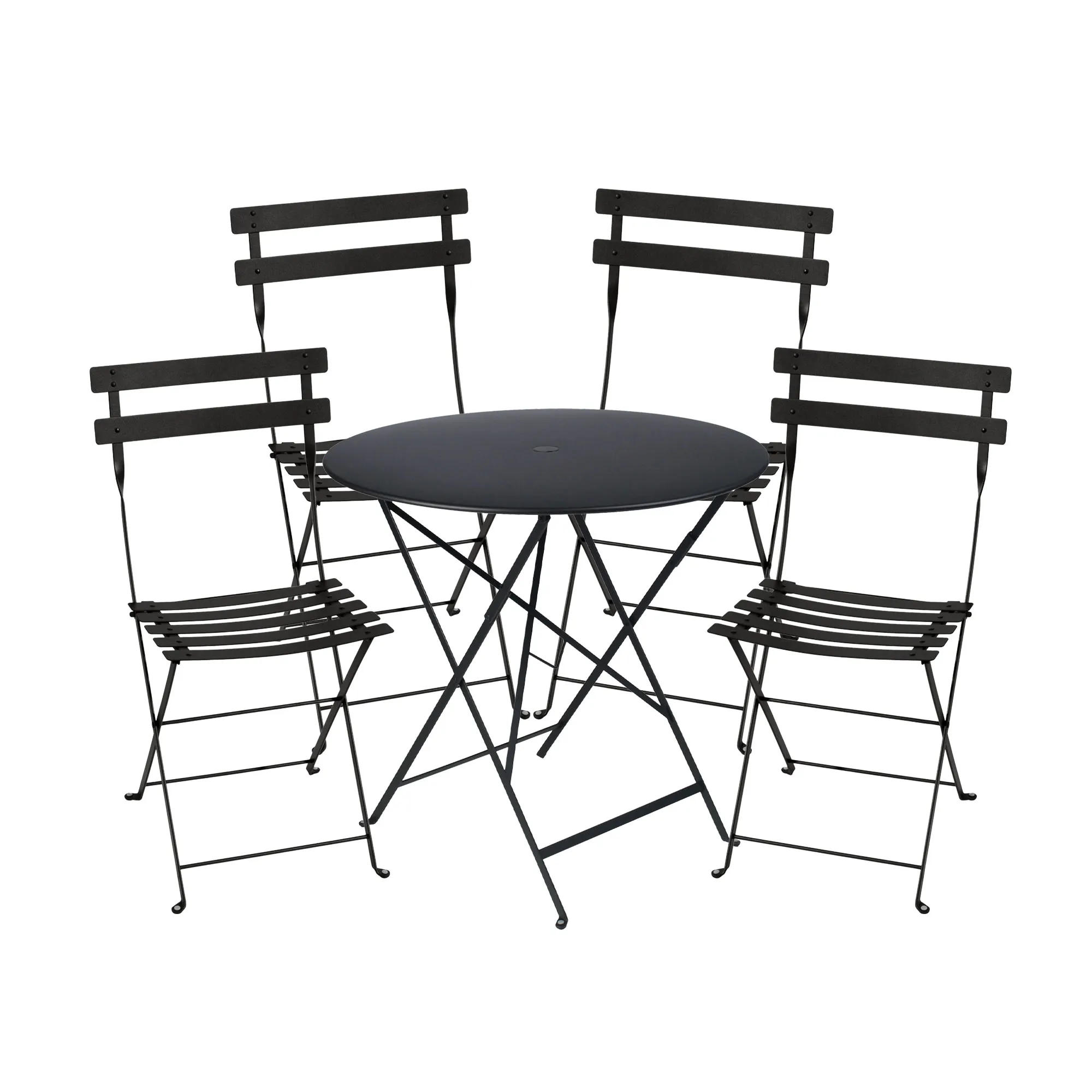Bistro matgrupp bord 77cm & 4 metall stolar