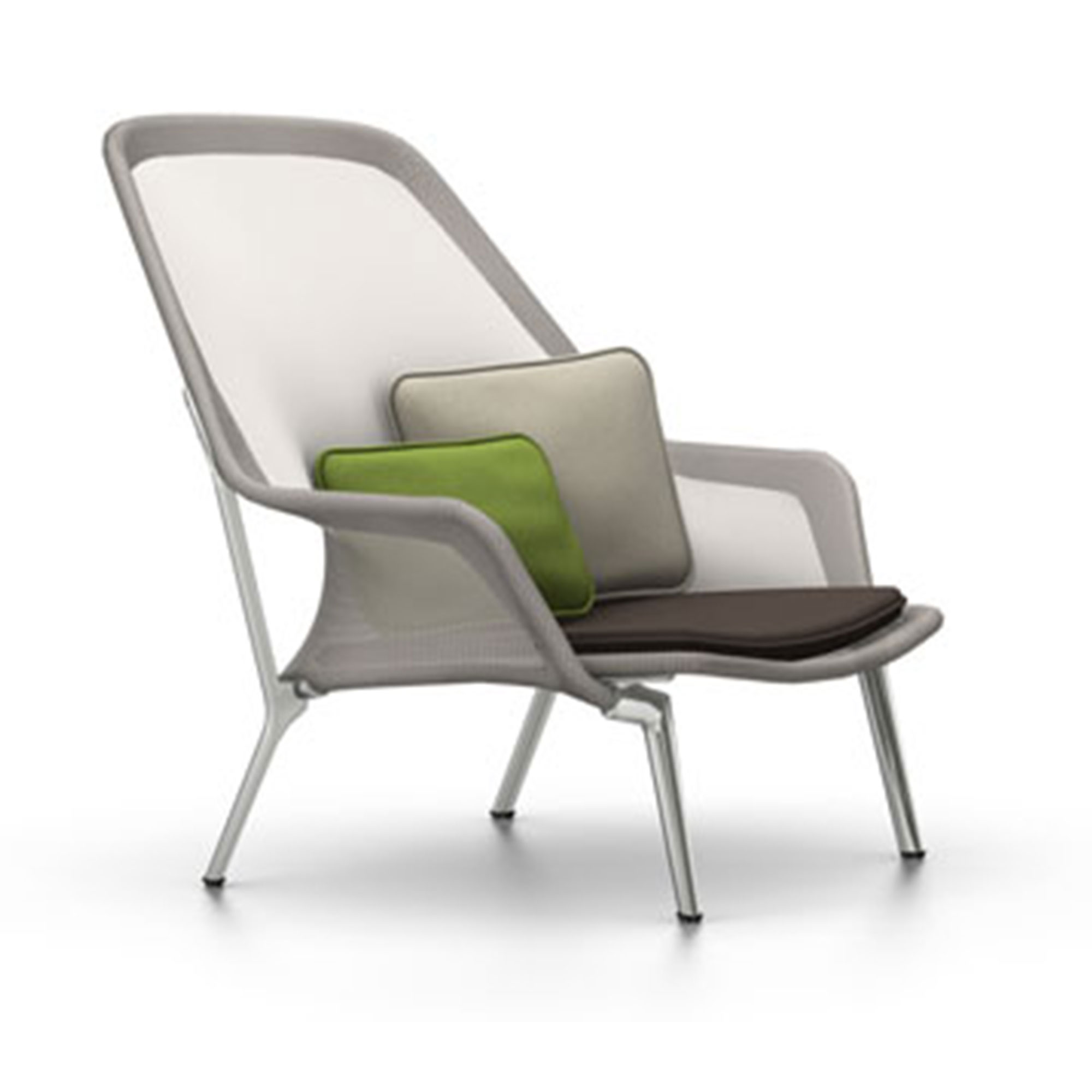 Vitra - Slow Chair  Ottoman, Brun/Kräm, Polerat - Fåtöljer - Ronan & Erwan Bouroullec - Brun - Metall