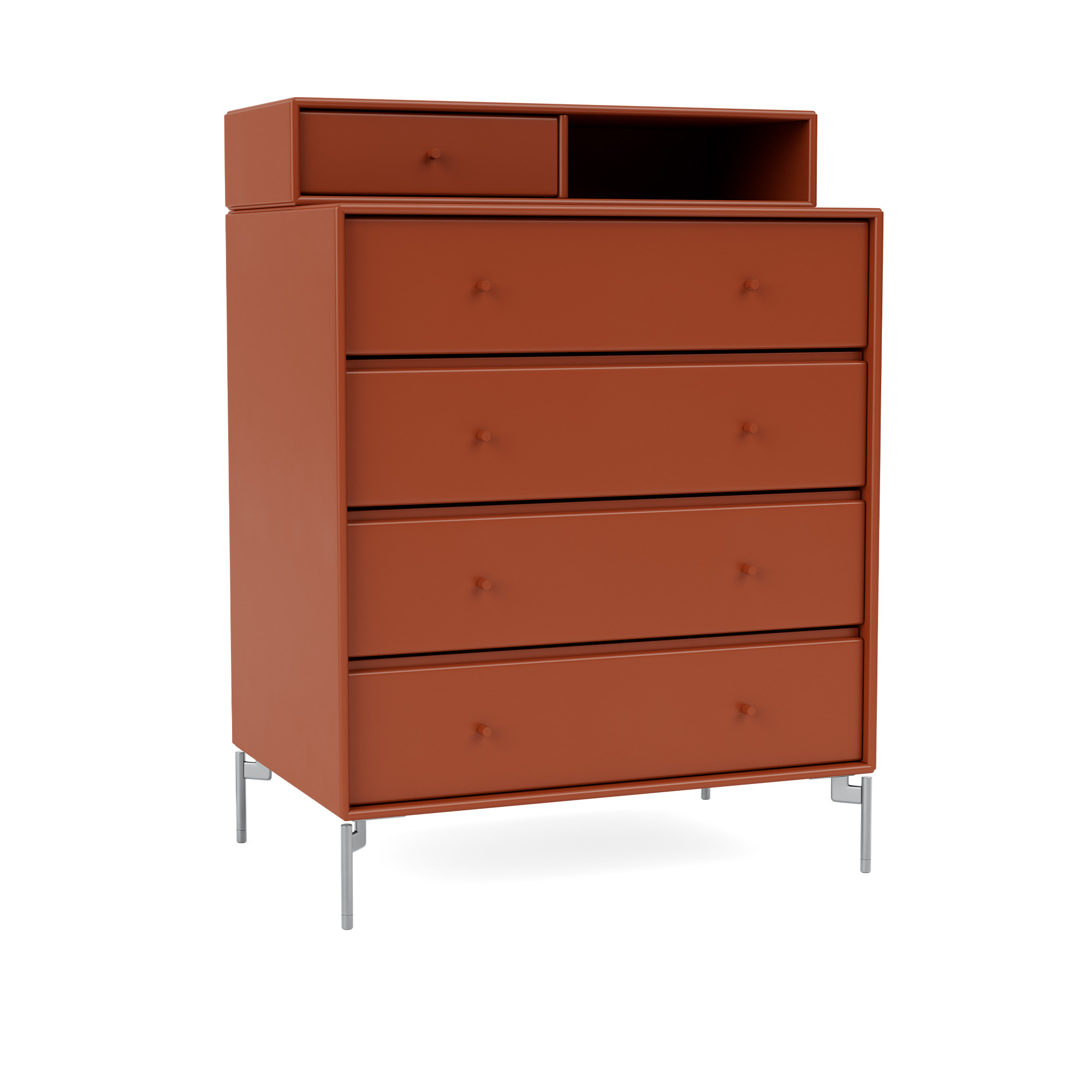 Montana - Keep Chest Of Drawers 162-Hokkaido Matt Chrome - Byråer - Peter J. Lassen - Röd - Trä | Möbler - Förvaring Och Hyllor - Byråer | Möbelexperten