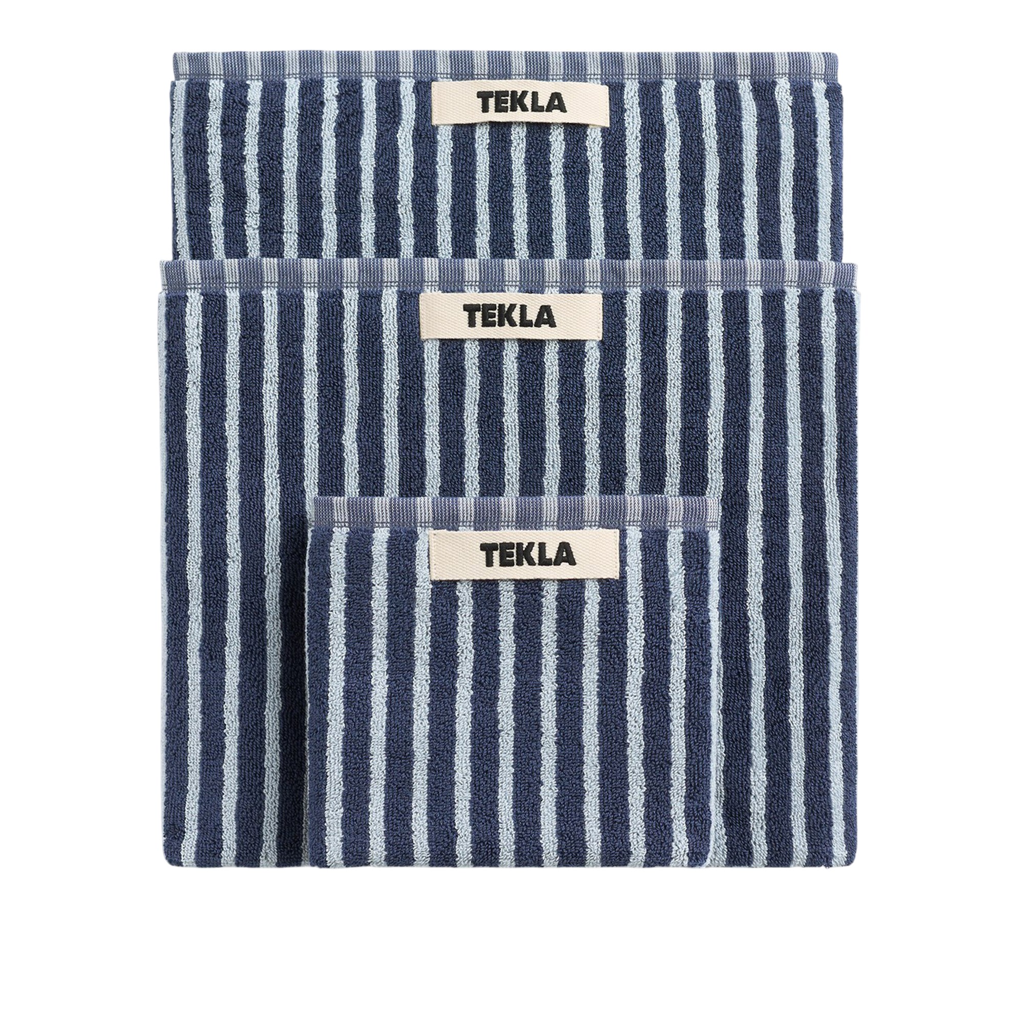 Tekla - Terry towel river stripes 30 x 50 cm - Handdukar och badlakan - Blå | Textilier - Badrumstextilier - Handdukar Och Badlakan | Möbelexperten