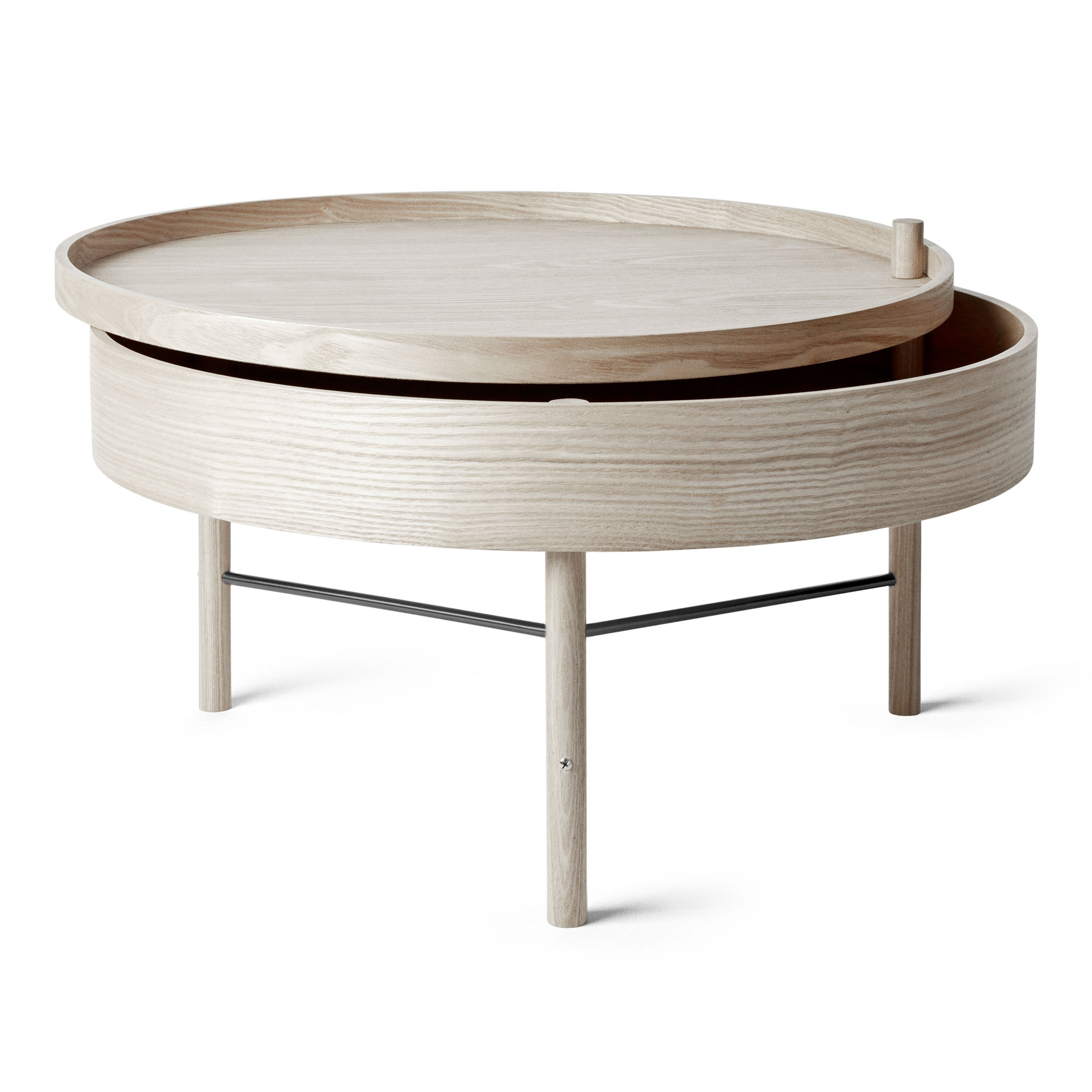 Audo Copenhagen - Turning Table White Oak/Black Chrome - Småbord & sidobord - Theresa Rand - Vit - Metall/Trä