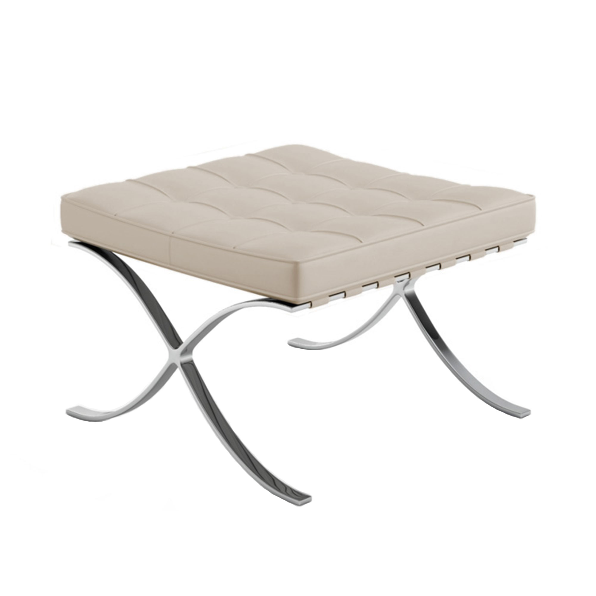 Knoll - Barcelona Stool, Läder: Kat. W Velluto Pelle - VP03 - Svart - Sittpallar - designer_ludwig_mies_van_der_rohe - Brun - Läder/Metall/Syntetiskt/Skum